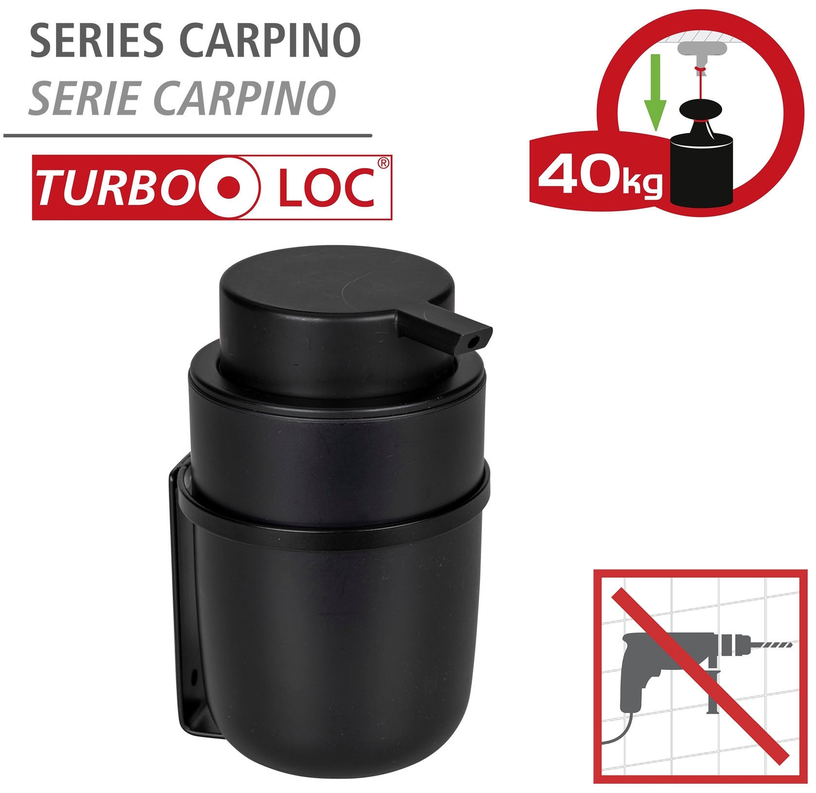 WENKO Seifenspender »Carpino«, (1 tlg.), Schwarz, 250 ml