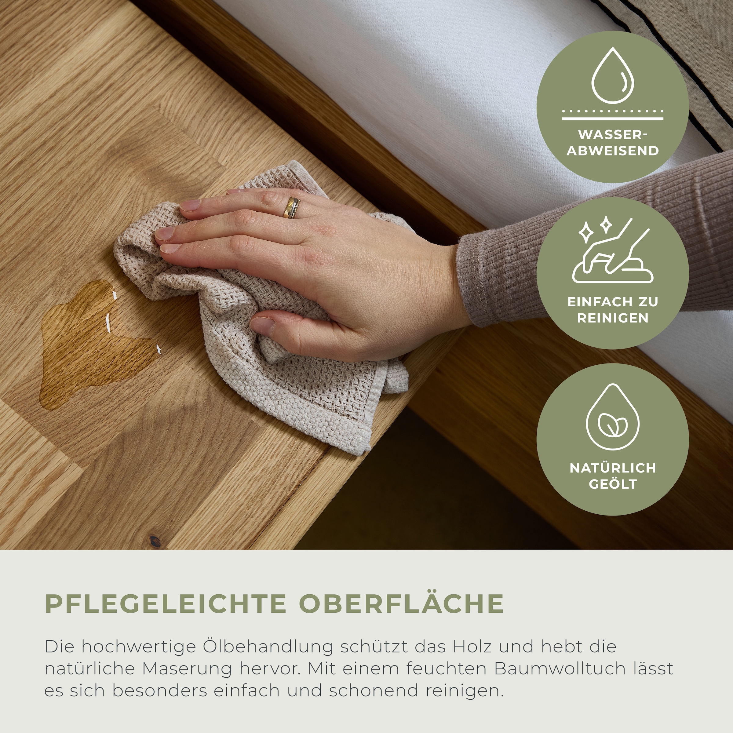 Home affaire Massivholzbett »Ambroise aus Wildeiche« inkl. LED-Beleuchtung, wahlweise auch in Überlänge erhältlich