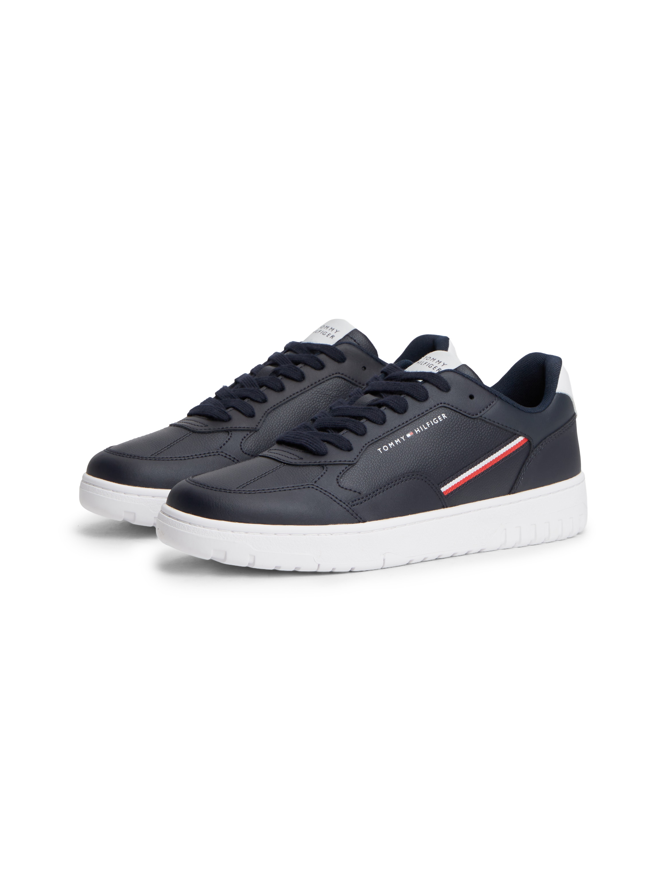 Tommy Hilfiger Sneaker "TH BASKET CORPORATE STRIPES" Schnürer, Halbschuh mit Textil-Streifen, in Tommy Farben