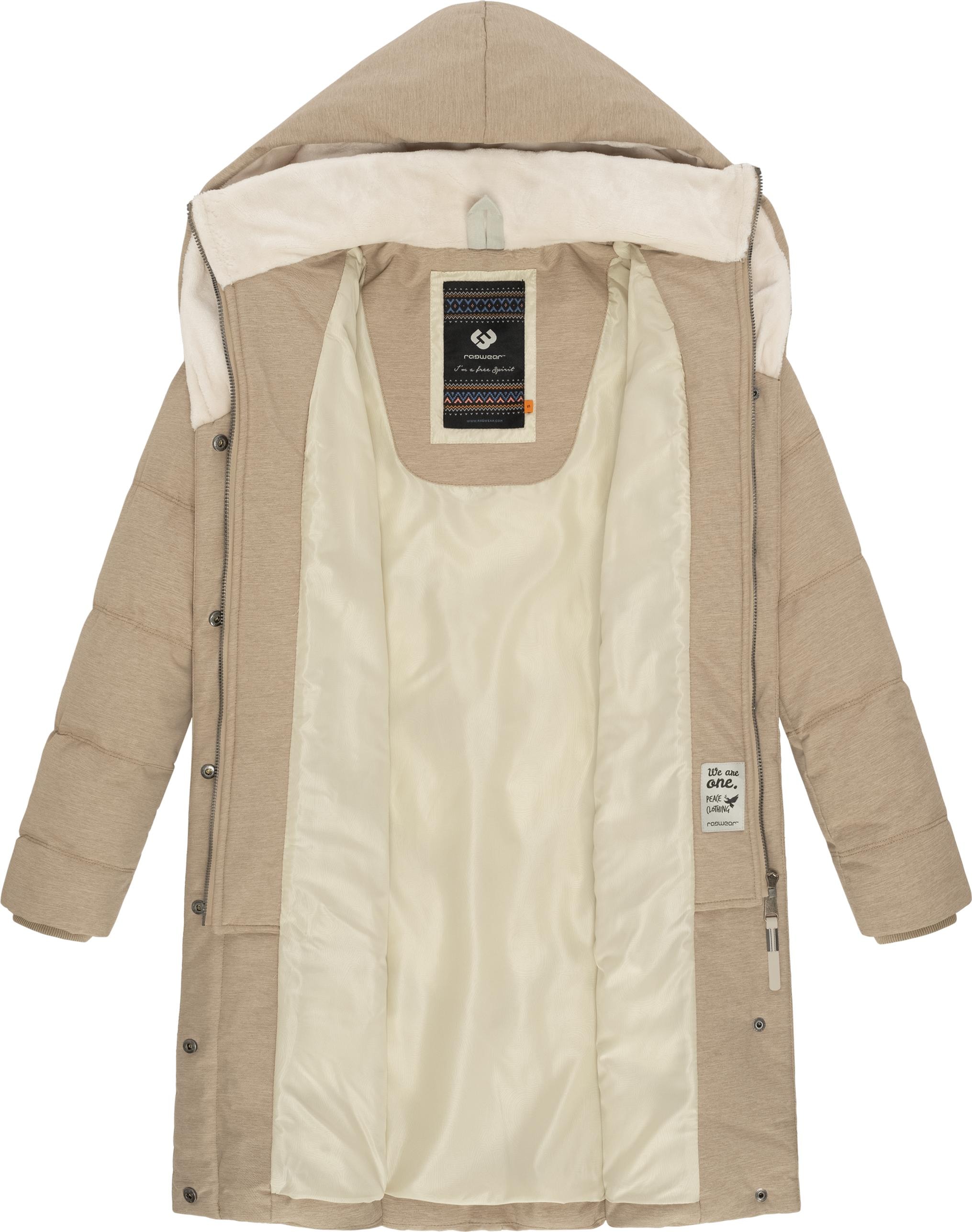 Ragwear Steppmantel »Natalka Cosy«, Damen Wintermantel mit flauschigem Kunstfell am Kragen
