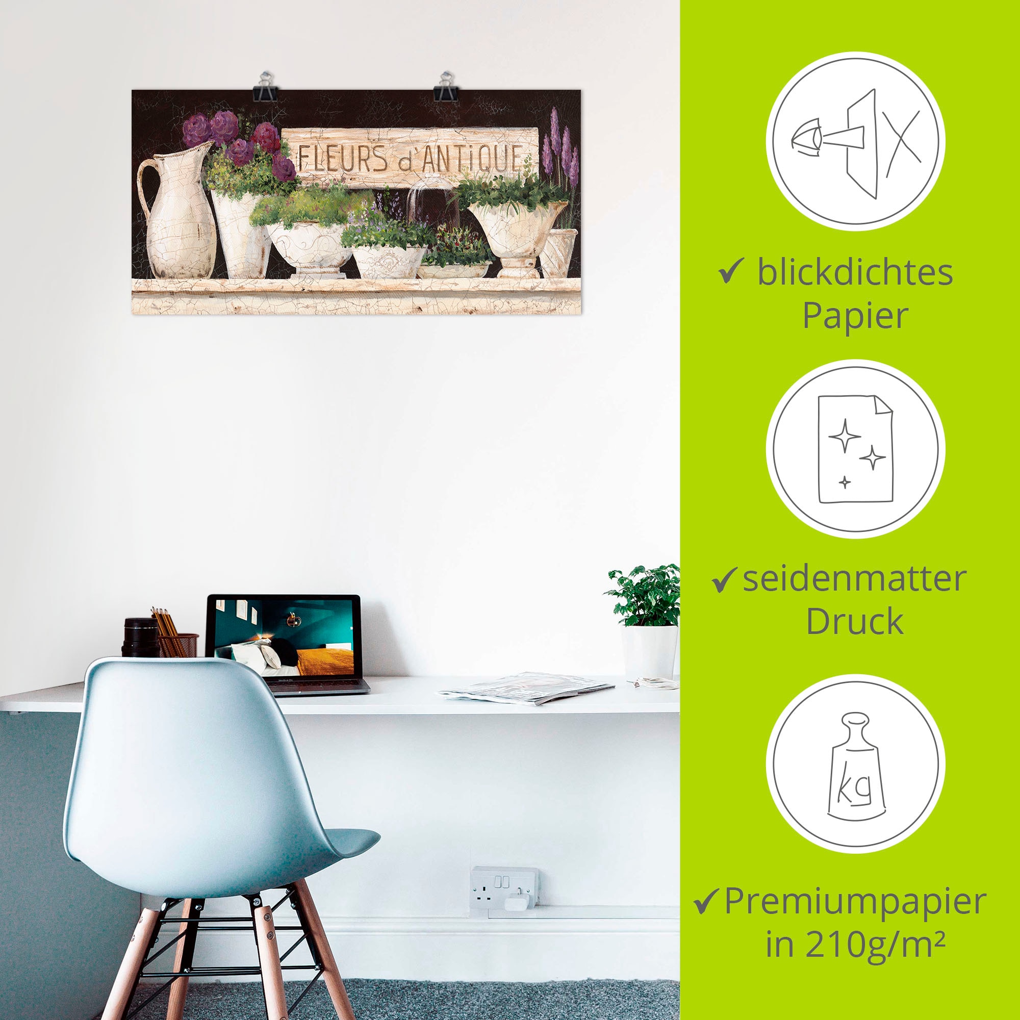 Artland »Antike Blumen« Vasen & Töpfe 1 Stk. tlg. als Alubild, Leinwandbild, Poster in verschied. Größen