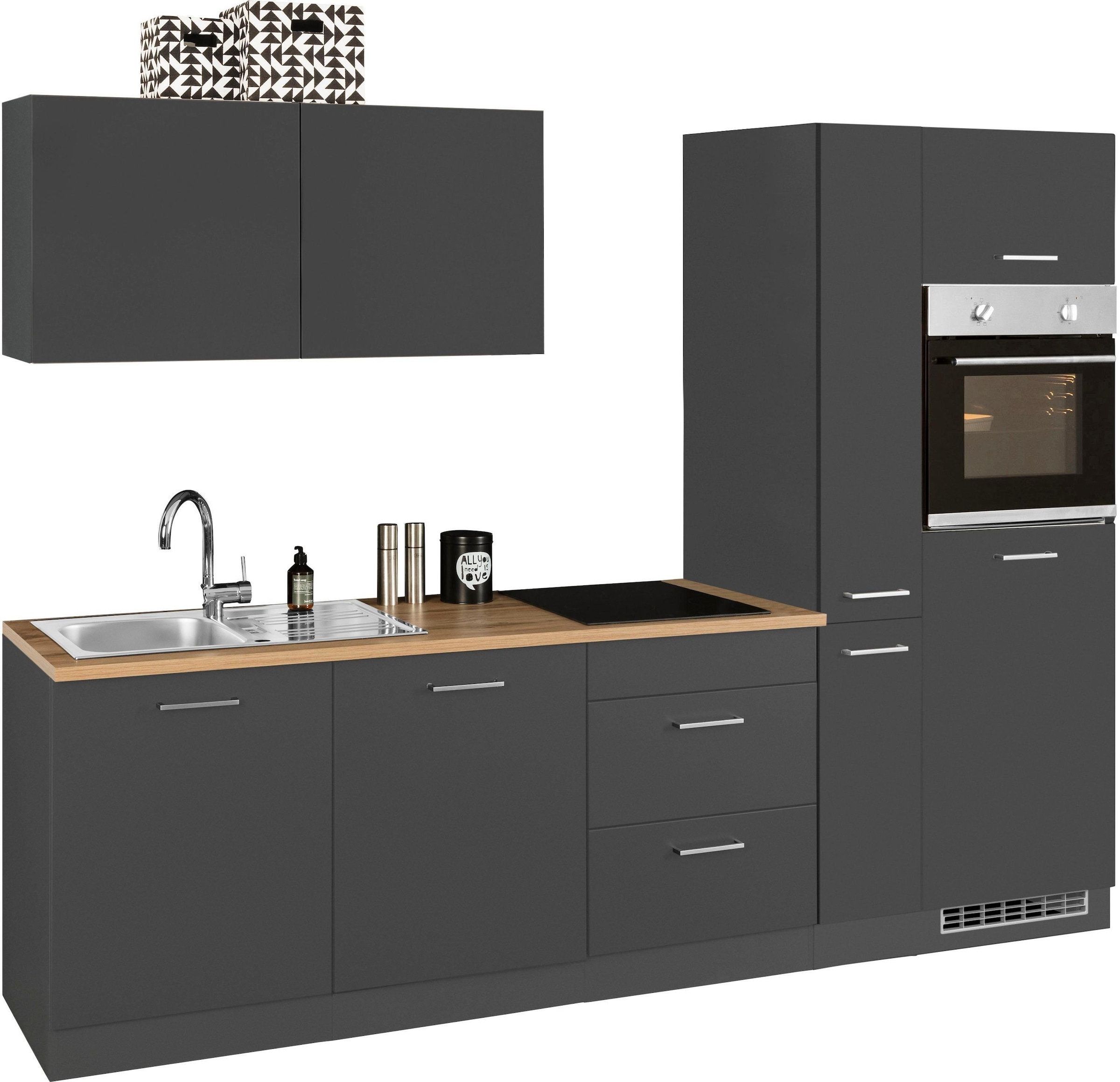 KOCHSTATION Küchenzeile »KS-Kehl«, ohne E-Geräte, Breite 270 cm, für Kühlschrank und Geschirrspüler