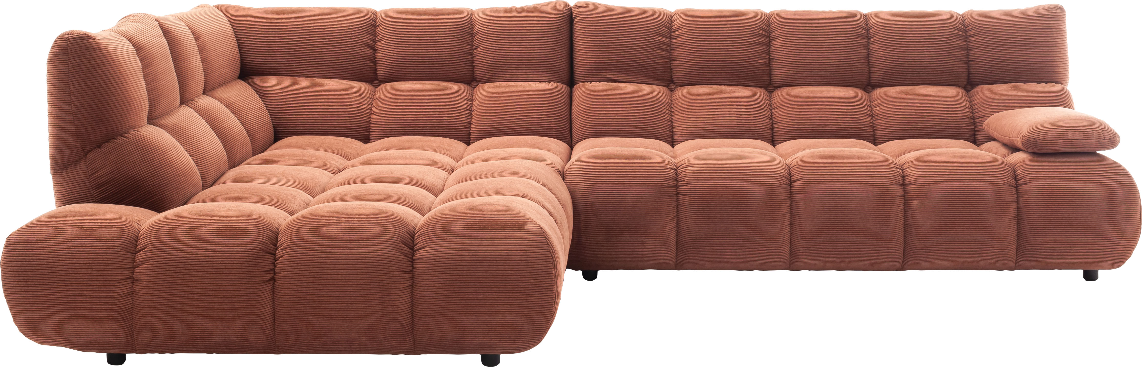 Home affaire Ecksofa "Cozy Bubble, mit klappbarer Armlehne, Breite 324 cm" mit eleganter Steppung, Rundumbezug & weicher Polsterung