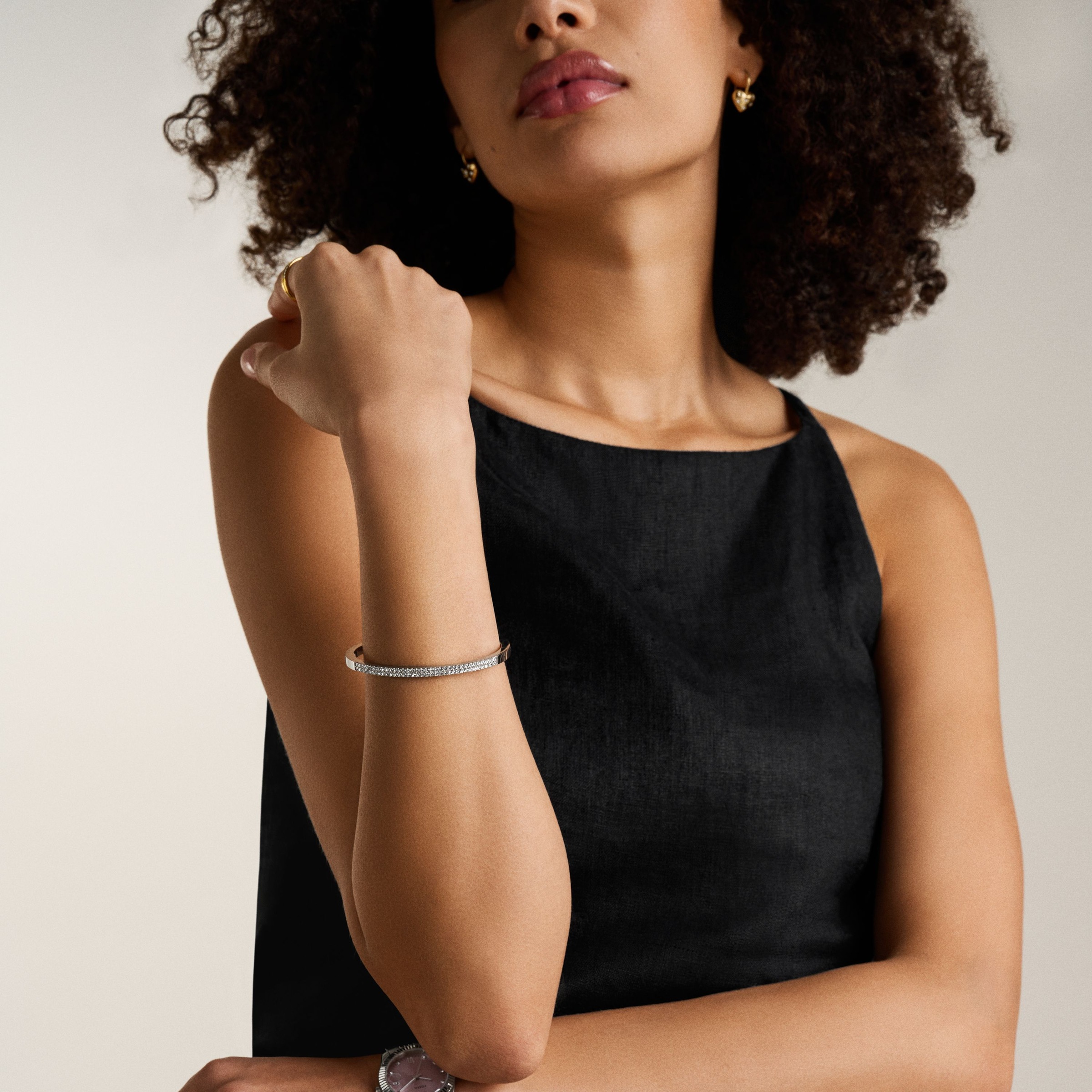 Fossil Armreif »Schmuck Geschenk Edelstahl ELLIS«, mit Glasstein
