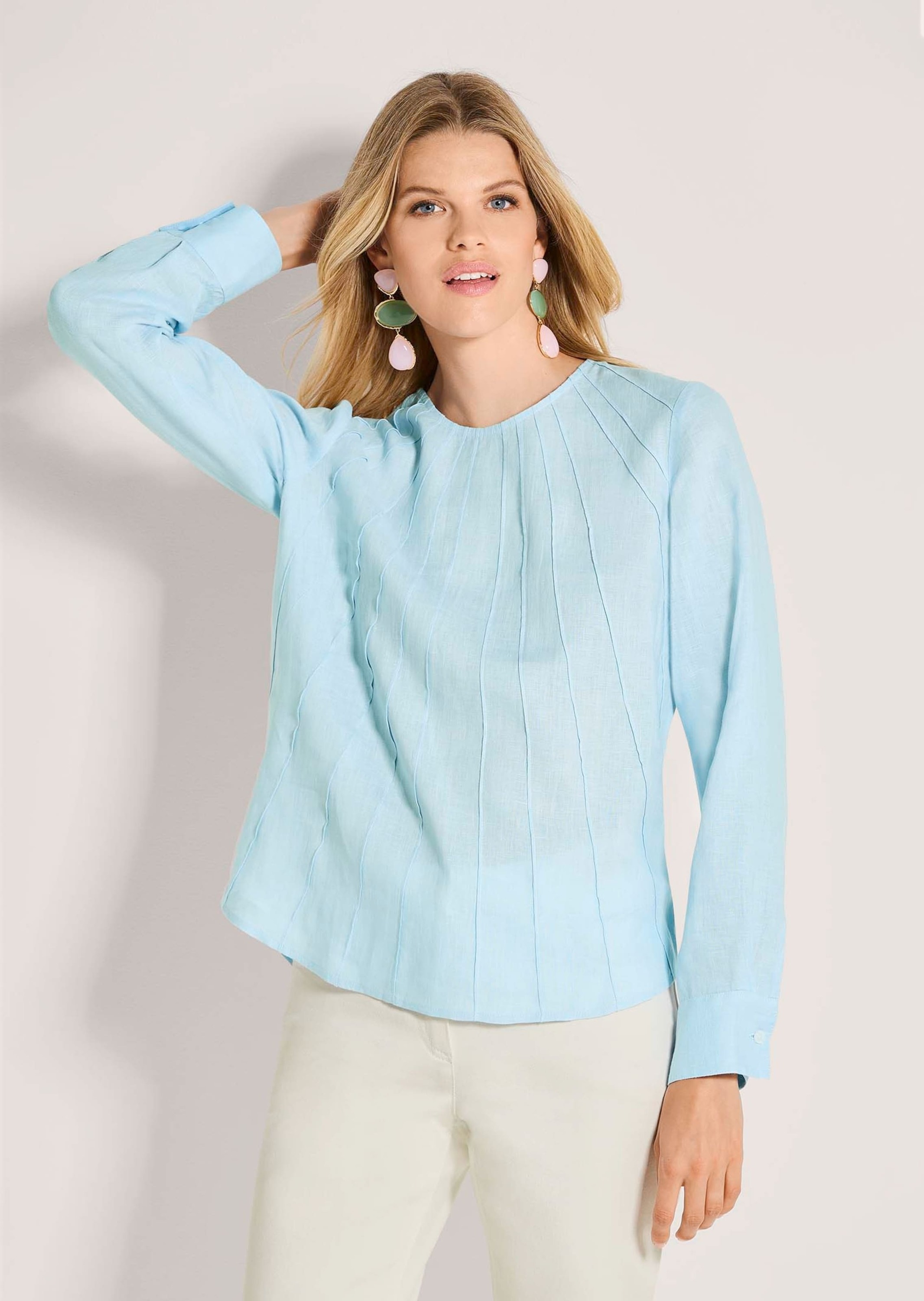 Thumbnail - MADELEINE Langarmbluse "Leinenbluse Blusenshirt mit feinen Biesen"