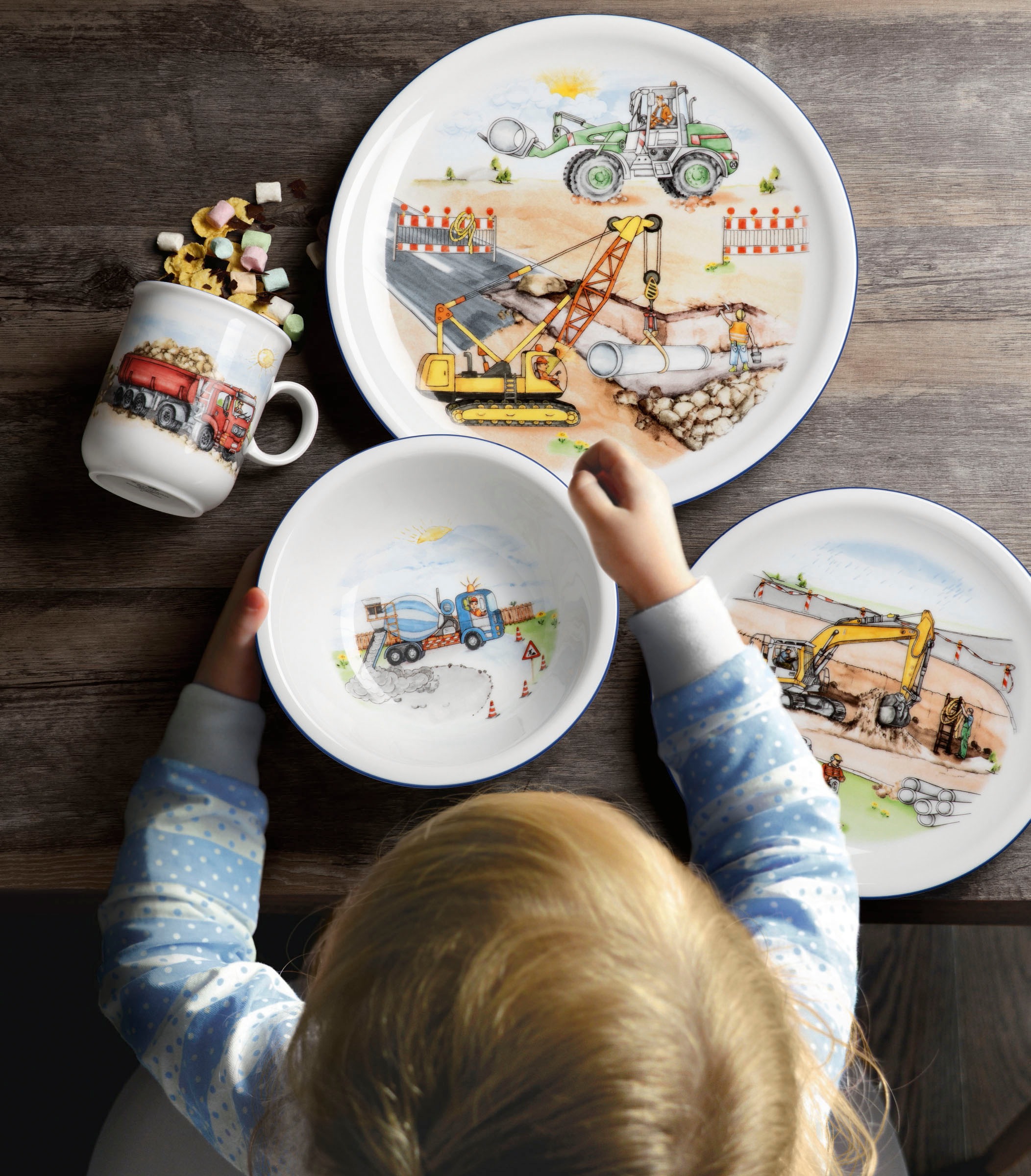 Seltmann Weiden Kindergeschirr Set Compact Auf der Baustelle