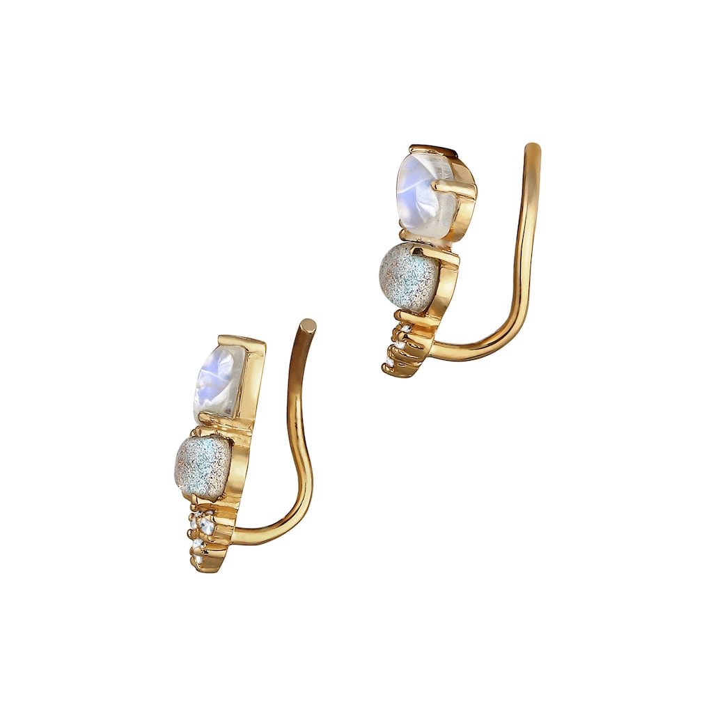 Elli Premium Paar Ohrstecker »Earclimber Labradorit Mondstein Topas 925 Silber«