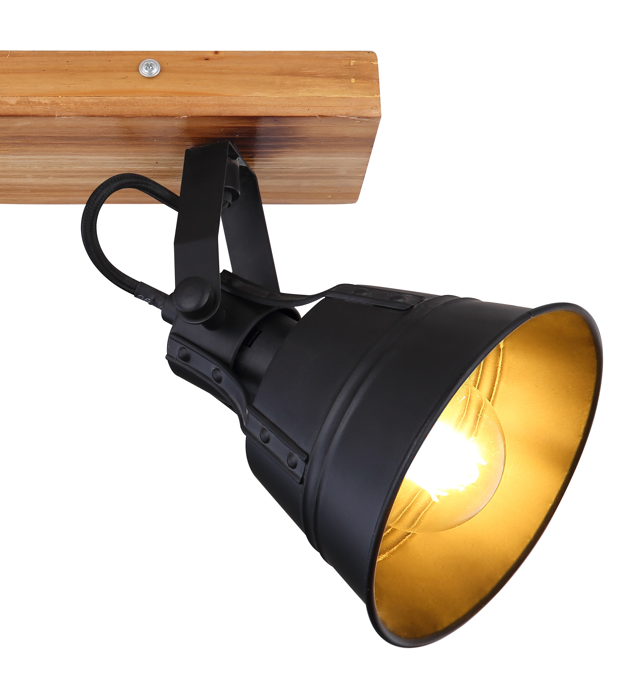 GLOBO LIGHTING Deckenstrahler »GÜNTHER«, Leuchtmittel E27 | ohne Leuchtmittel, Strahler/Holz/schwarz matt/Wohnzimmer/Flur/Arbeitszimmer