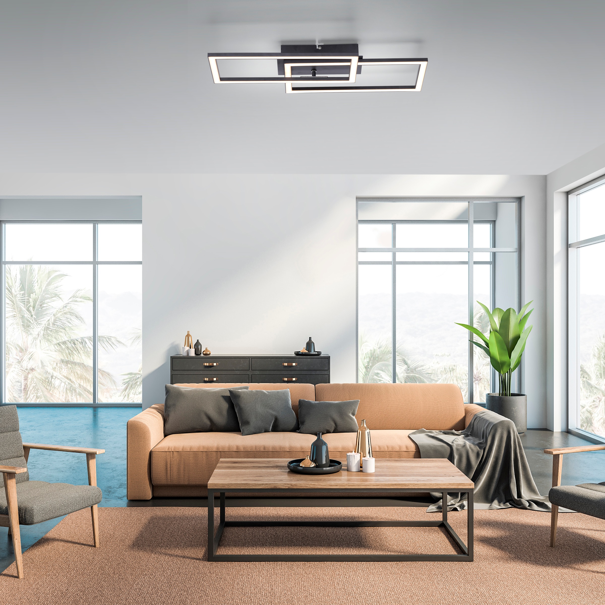JUST LIGHT Deckenleuchte »IVEN«, 1 flammig, Leuchtmittel LED-Board | LED fest integriert, LED, dimmbar, Switchmo, Memory, nach Trennung vom Netz