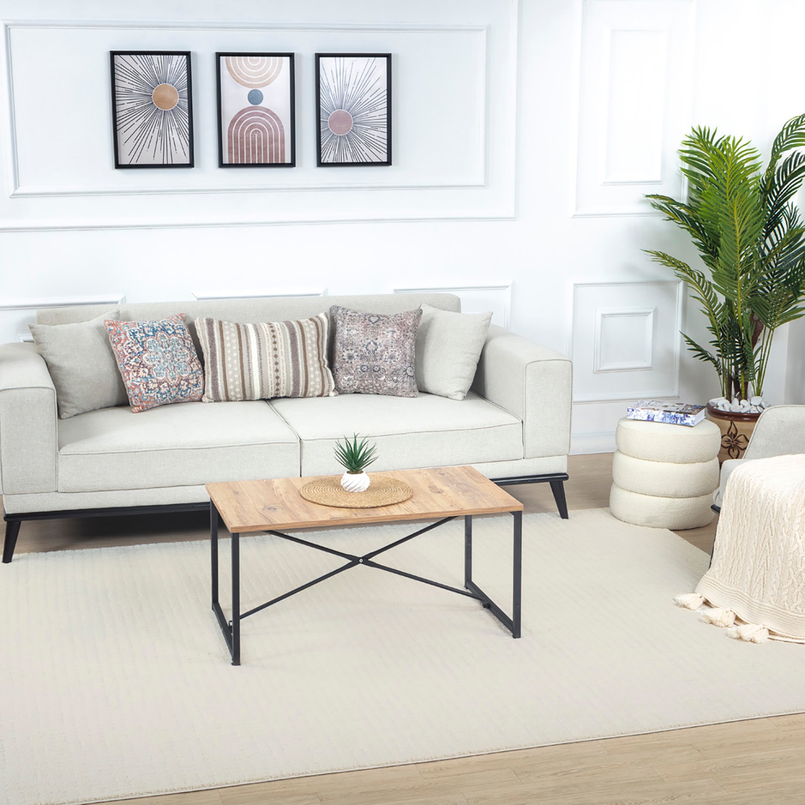 Livabliss Teppich »CAGLIARI« rechteckig 14 mm Höhe Skandi Design, Modern Boho Kurzflor Wohnzimmerteppich, Schlafzimmer