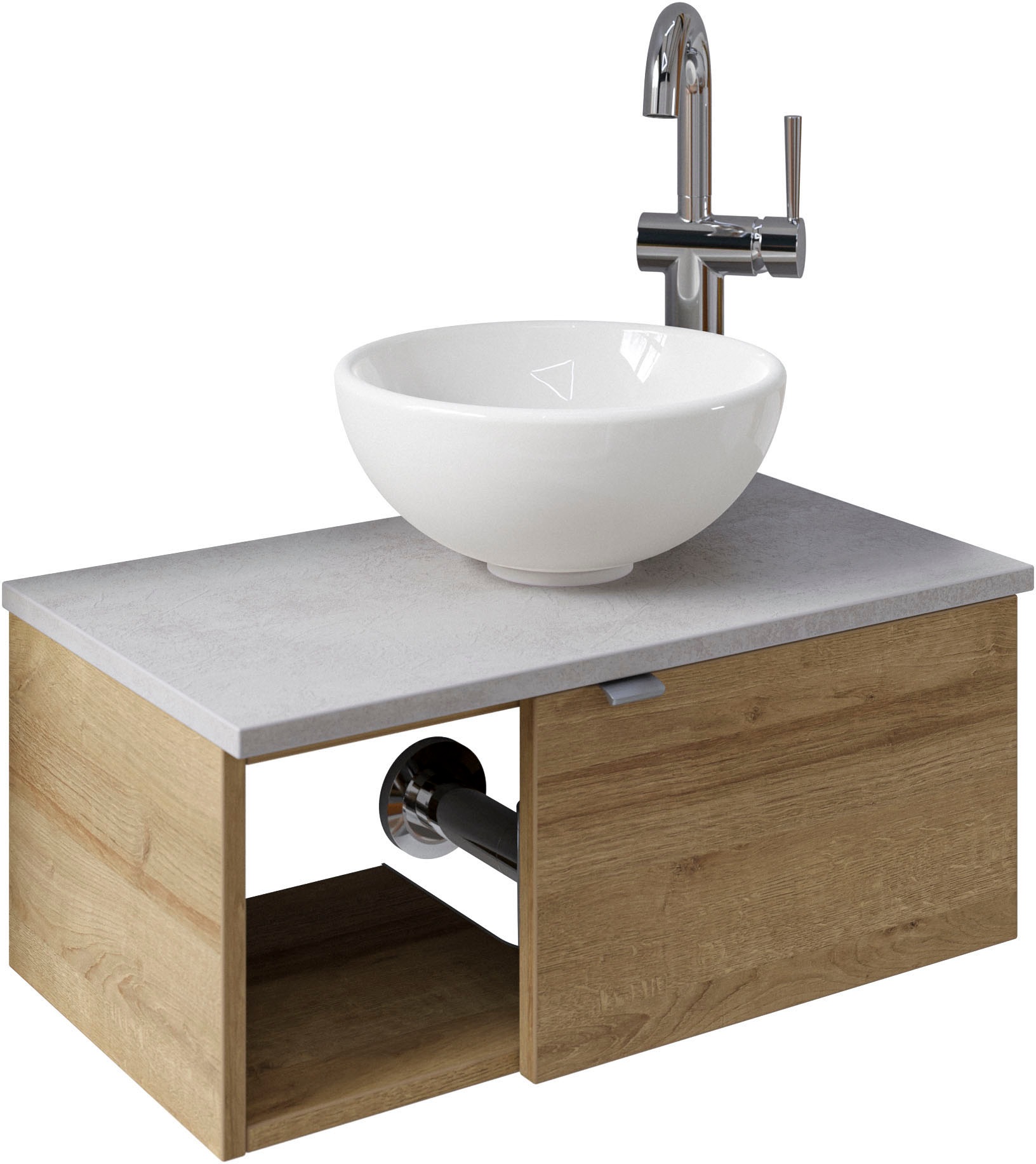 Saphir Badmöbel-Set »Serie 6915«, (4 St.), Gäste-Bad, 61 cm breit, mit LED-Spiegel, offenem Fach und 1 Tür