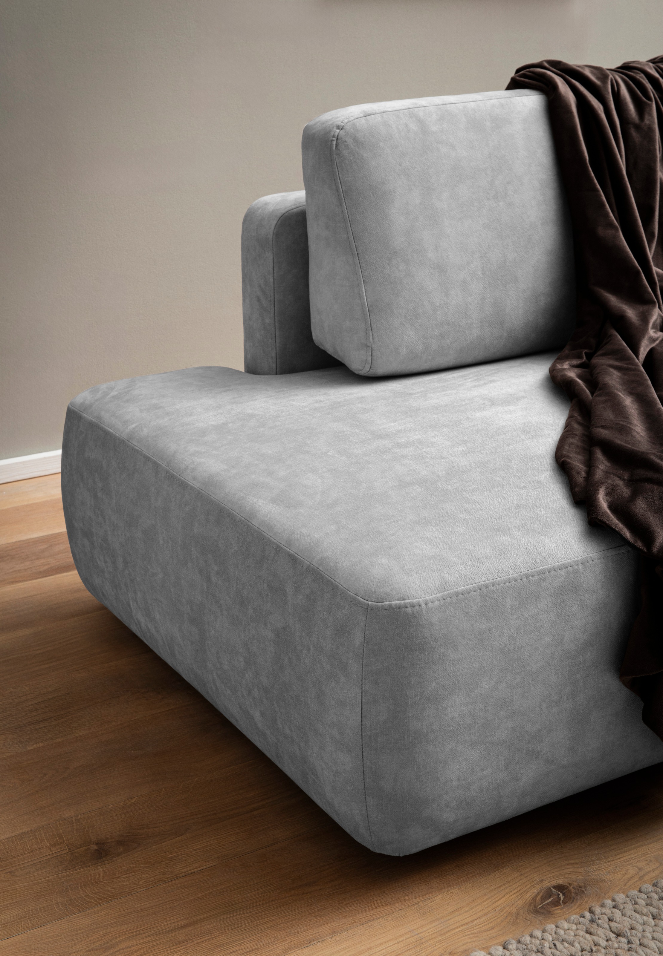 INOSIGN Ecksofa »TORGE, Schlafsofa Cord, Samtvelours u. Strukur fein, Couch in L-Form«, Schlaffunktion und Bettkasten, Liegefläche: 210x125 cm, neues Design