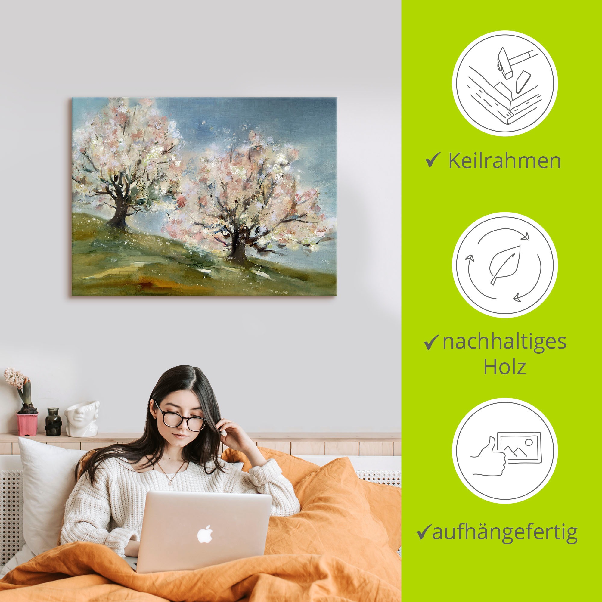Artland Leinwandbild »Frühling - Obstbaumblüte«, Baumbilder, (1 St.), auf Keilrahmen gespannt