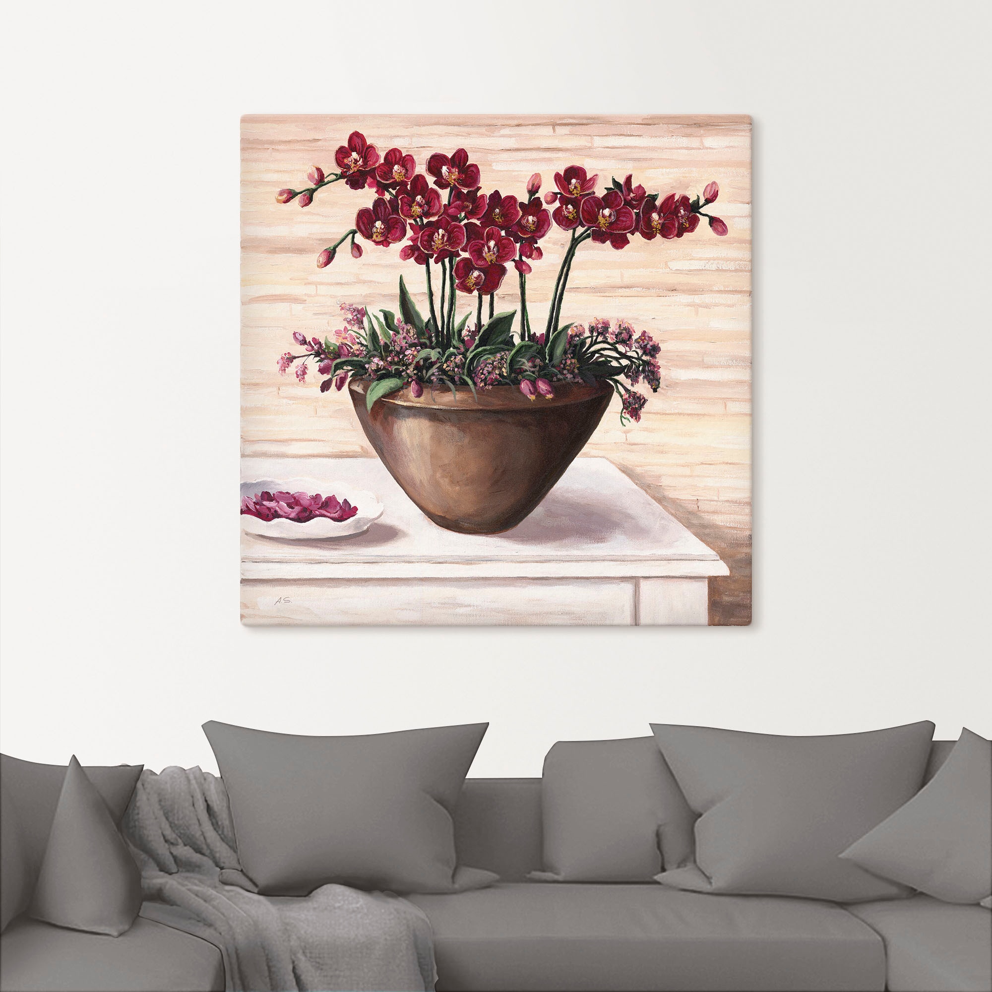 Artland Wandbild "Orchideen in Bordeaux", Blumen, (1 St.), als Alubild, Out günstig online kaufen