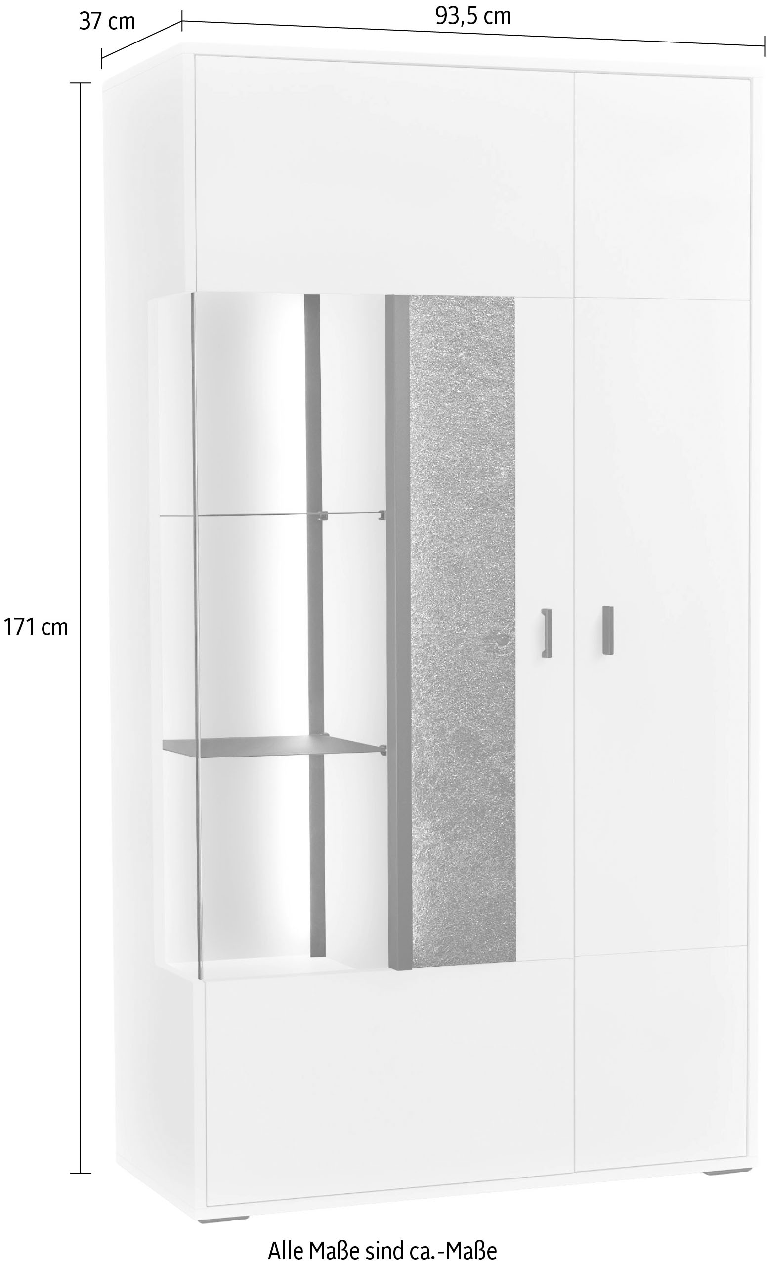 set one by Musterring Vitrine »Deltona«, mit Sandsteinelement, inkl. Beleuchtung, zwei Farben, B94 x H170 cm