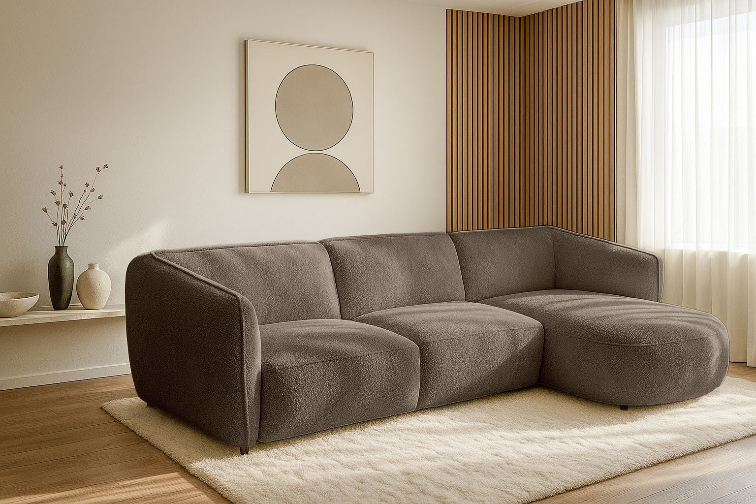 OTTO home Ecksofa "OSTRUP Rundsofa, L-Form, Naturtöne, Boucle oder Chenille" Breite 280 cm, organische Form mit sanften Rundungen