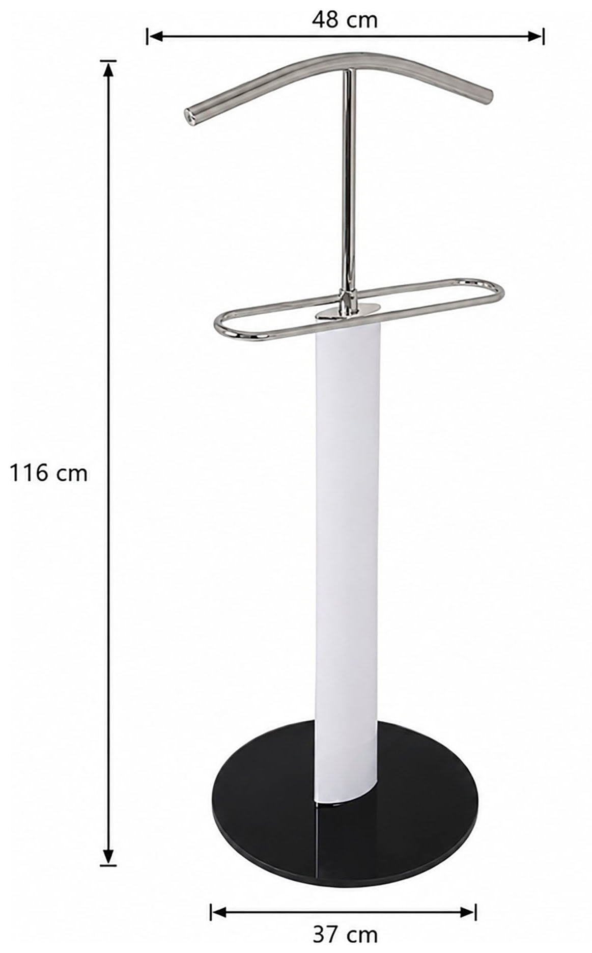 HAKU Herrendiener »Anzugständer, Dressboy, Kleiderboy, Kleiderbutler, Stiller Diener« freiform - aus Metall chrom, schwarz, weiß -B/T/H 48/37/116 cm