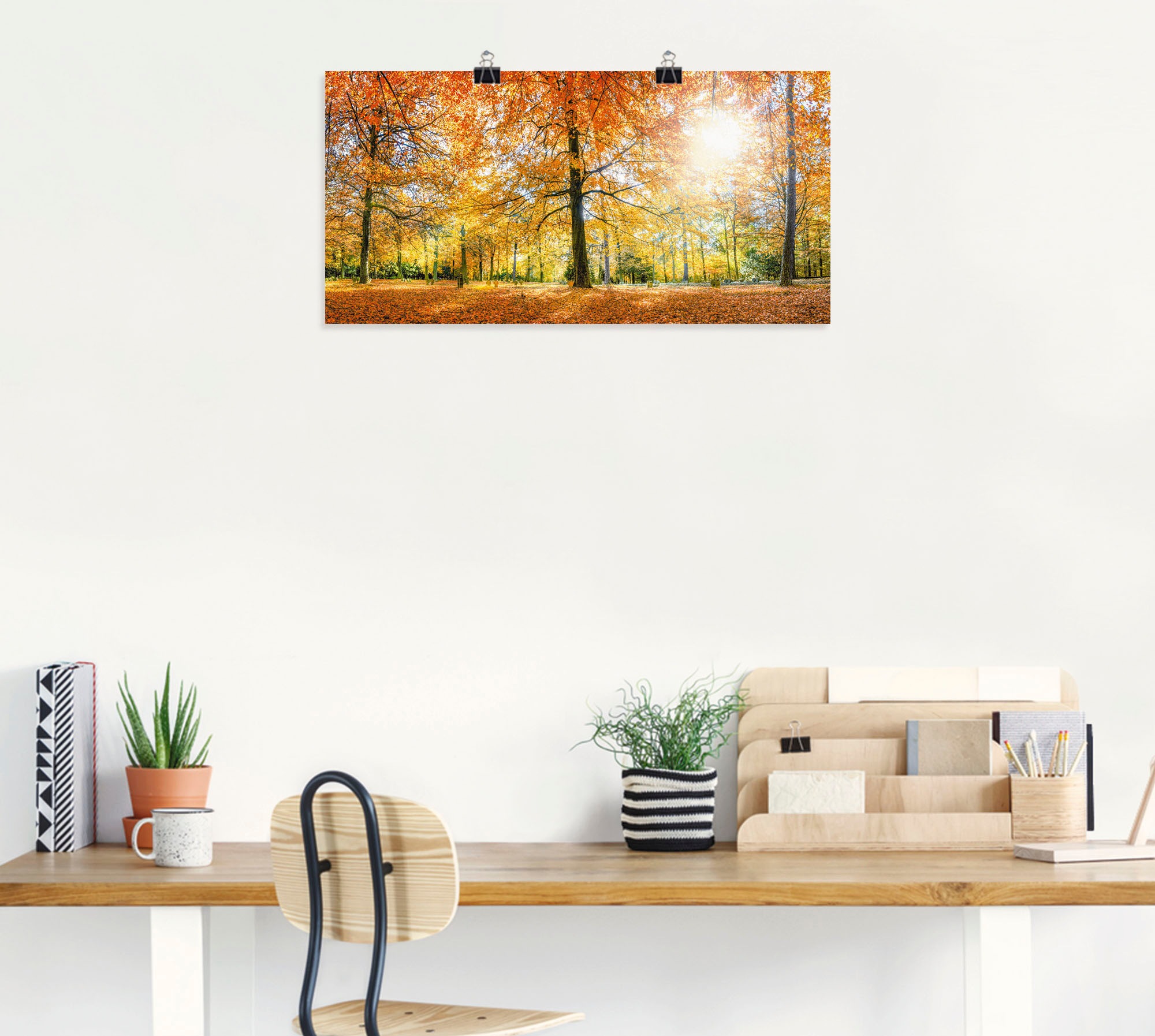 Artland Poster "Herbstwald Panorama", Wald, (1 St.), als Alubild, Leinwandb günstig online kaufen