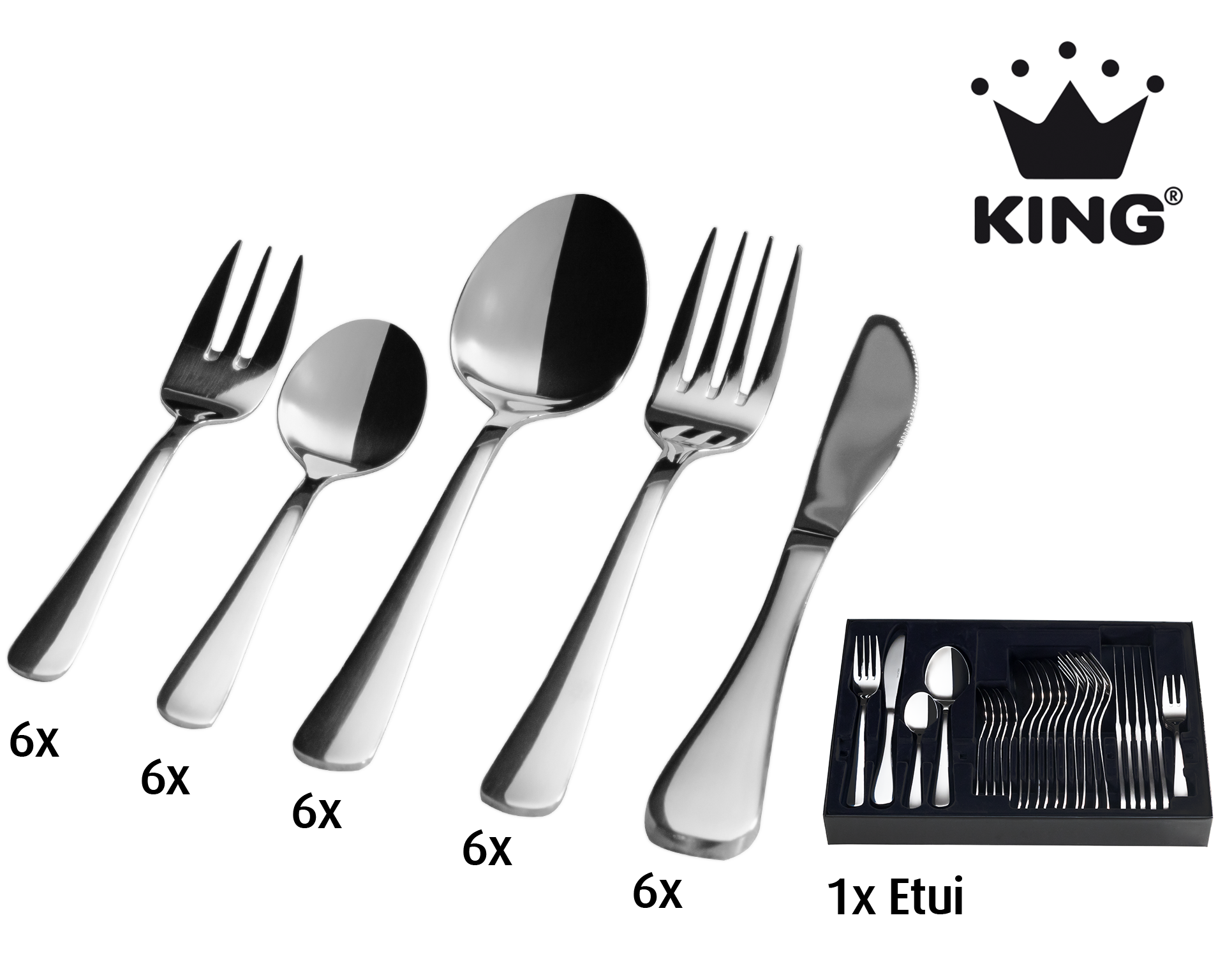 KING Besteck-Set ""Oslo"" 2,5 mm, Edelstahl 18/10, inkl. Besteck-Etui, für günstig online kaufen