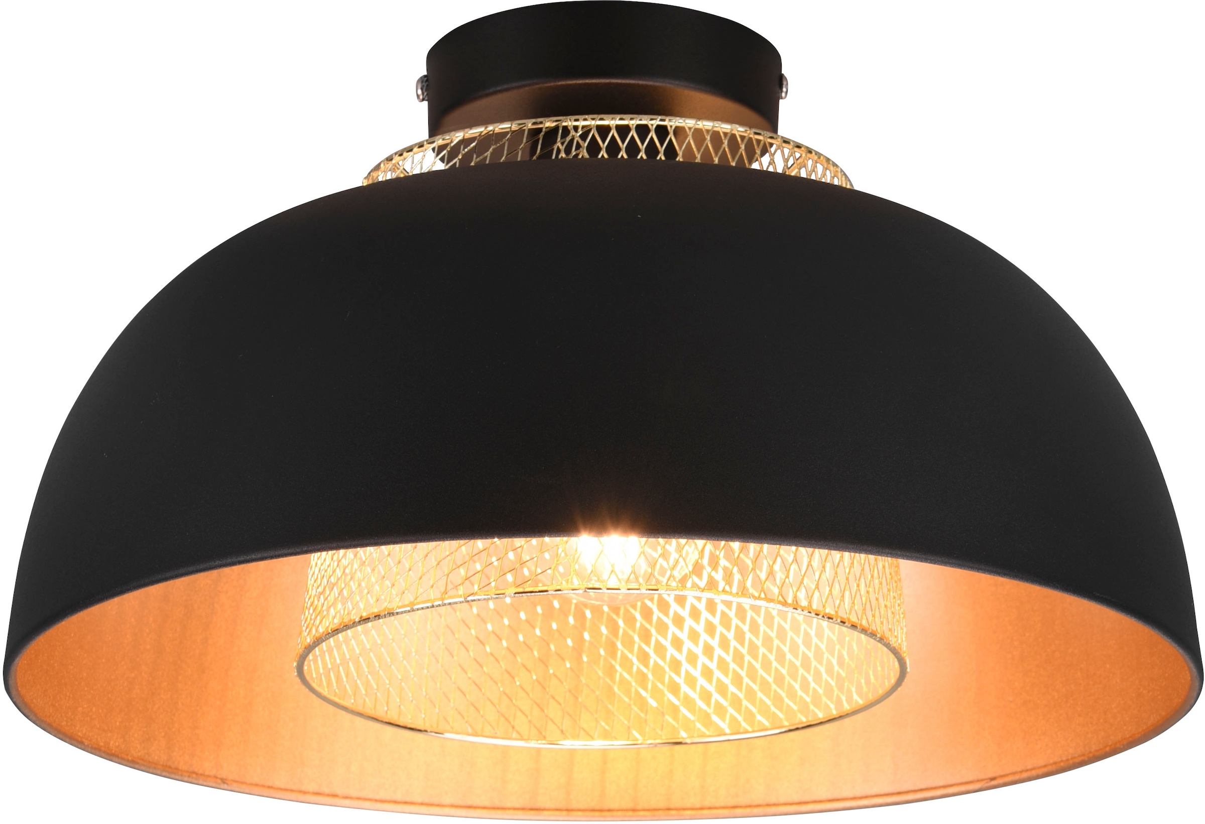 BAUR TRIO schwarz-gold, 1 1xE27 Industrie-Look | Leuchten »Punch«, exkl 40W flammig-flammig, max mit Doppelschirm Deckenleuchte
