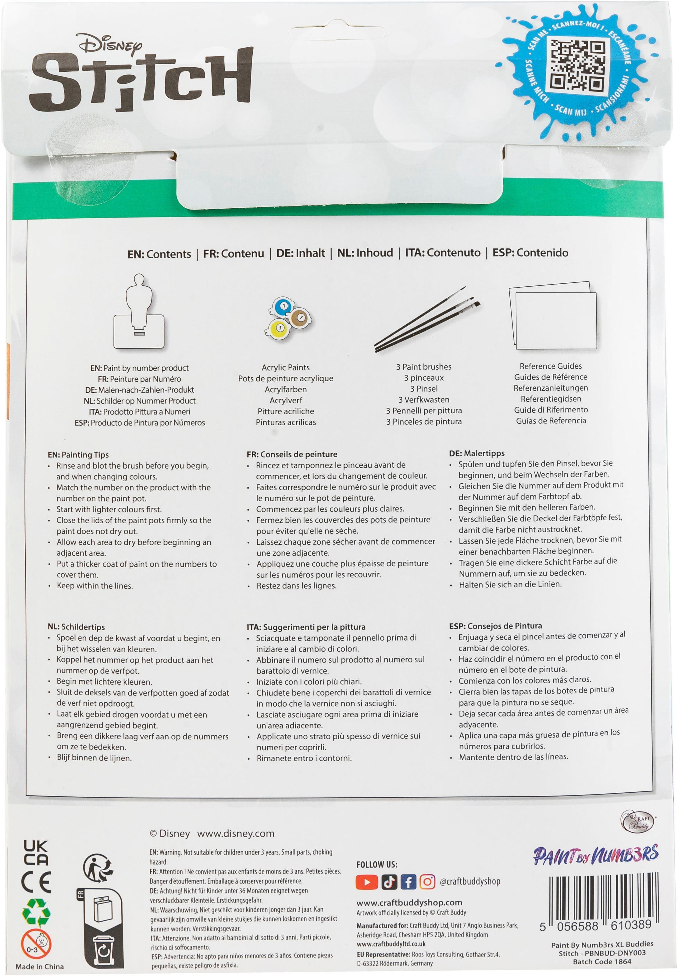 CRAFT Buddy Malen nach Zahlen »Buddies, Stitch XL«