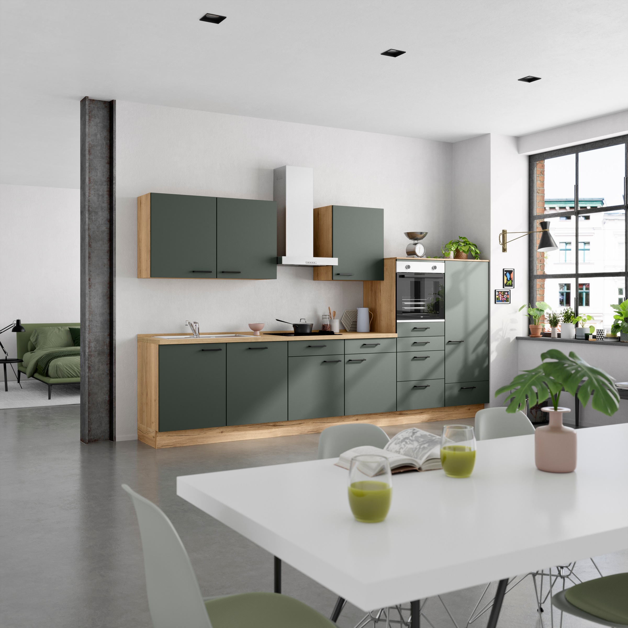 nobilia® Küchenzeile »"Easytouch I"«, vormontiert, Ausrichtung wählbar, Breite 360 cm, wahlw. mit E-Geräten