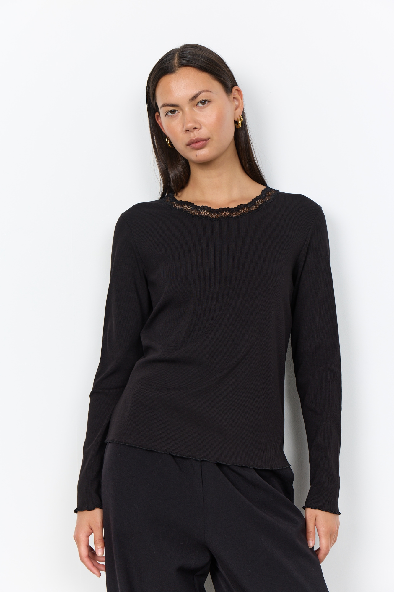 soyaconcept Langarmshirt "SC-CHANILLA 5" Baumwollmischung, Spitze
