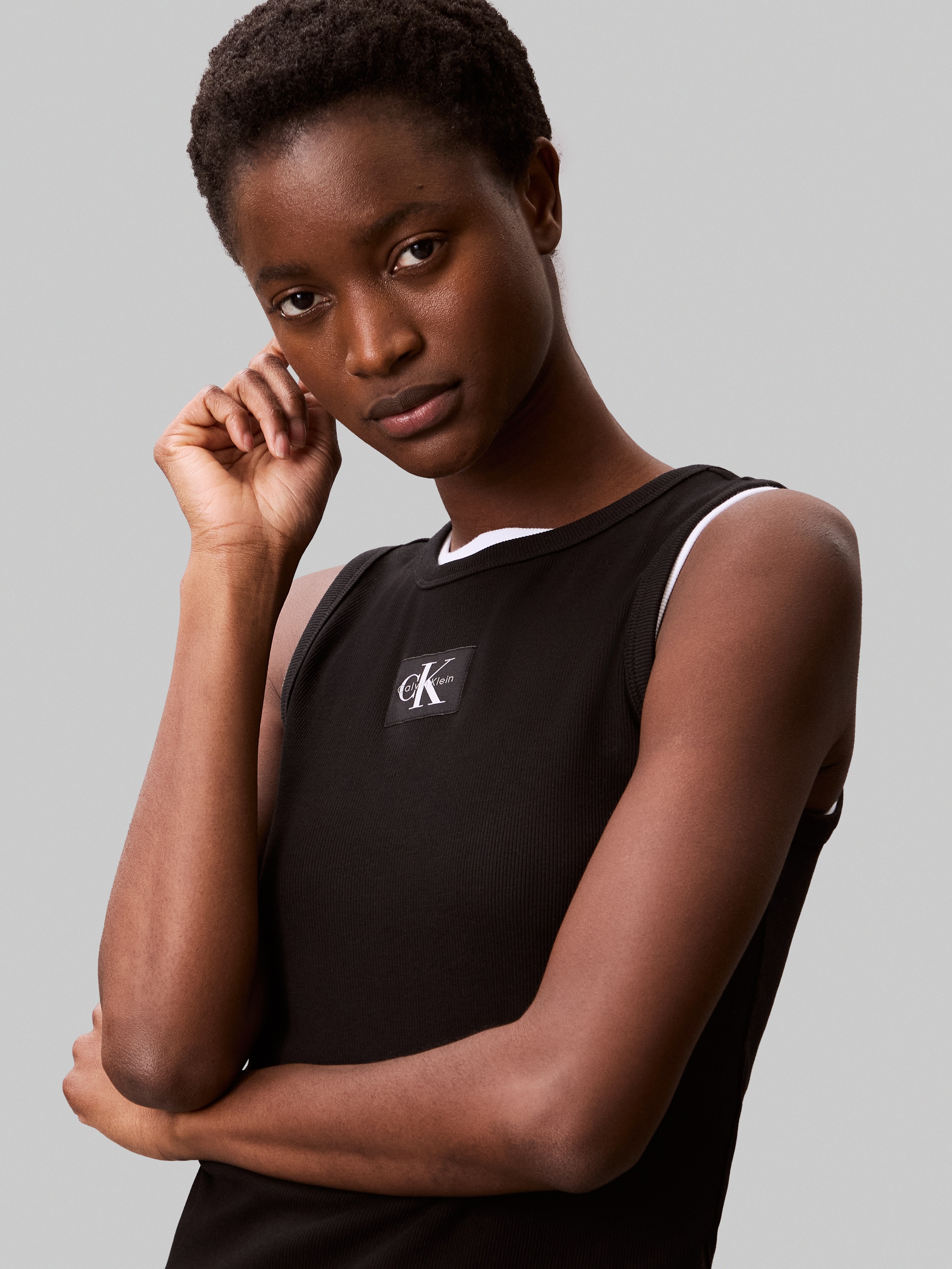 Calvin Klein Jeans Tanktop »A - WVN LBL 2X2 CTTN«, Mit Rundhalsausschnitt