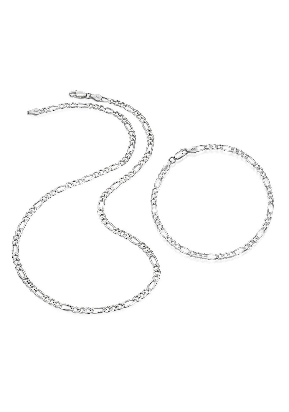 Schmuckset FIRETTI "Multipack Schmuck Geschenk Silber 925 Halskette Armkette Figarokette" Gr. 45, silber (silberfarben), Schmuck_Sets, Damen, 45, Silber 925 (Sterlingsilber), Schmuckset