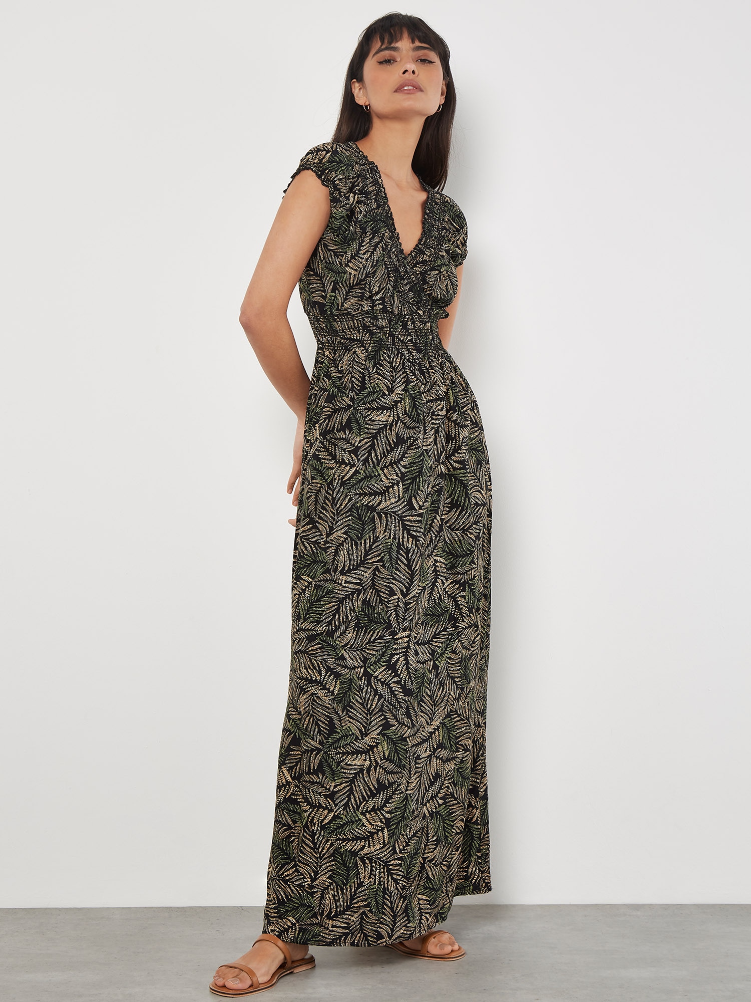 Apricot Druckkleid »Maxikleid« mit Smockdetails