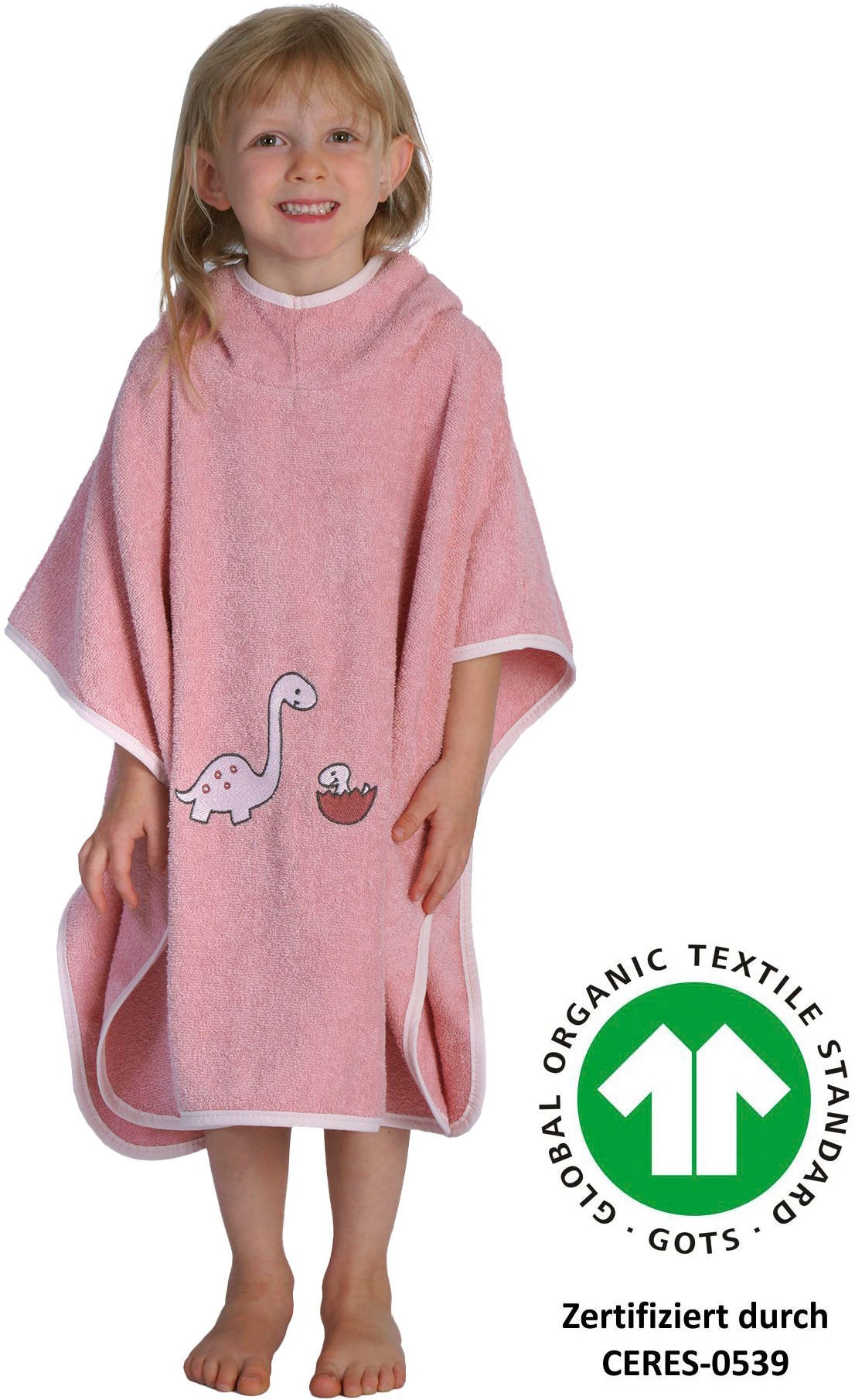 Wörner Badeponcho "Dinofamilie rosa Poncho" 1 tlg., GOTS, Biobaumwolle, Pon günstig online kaufen