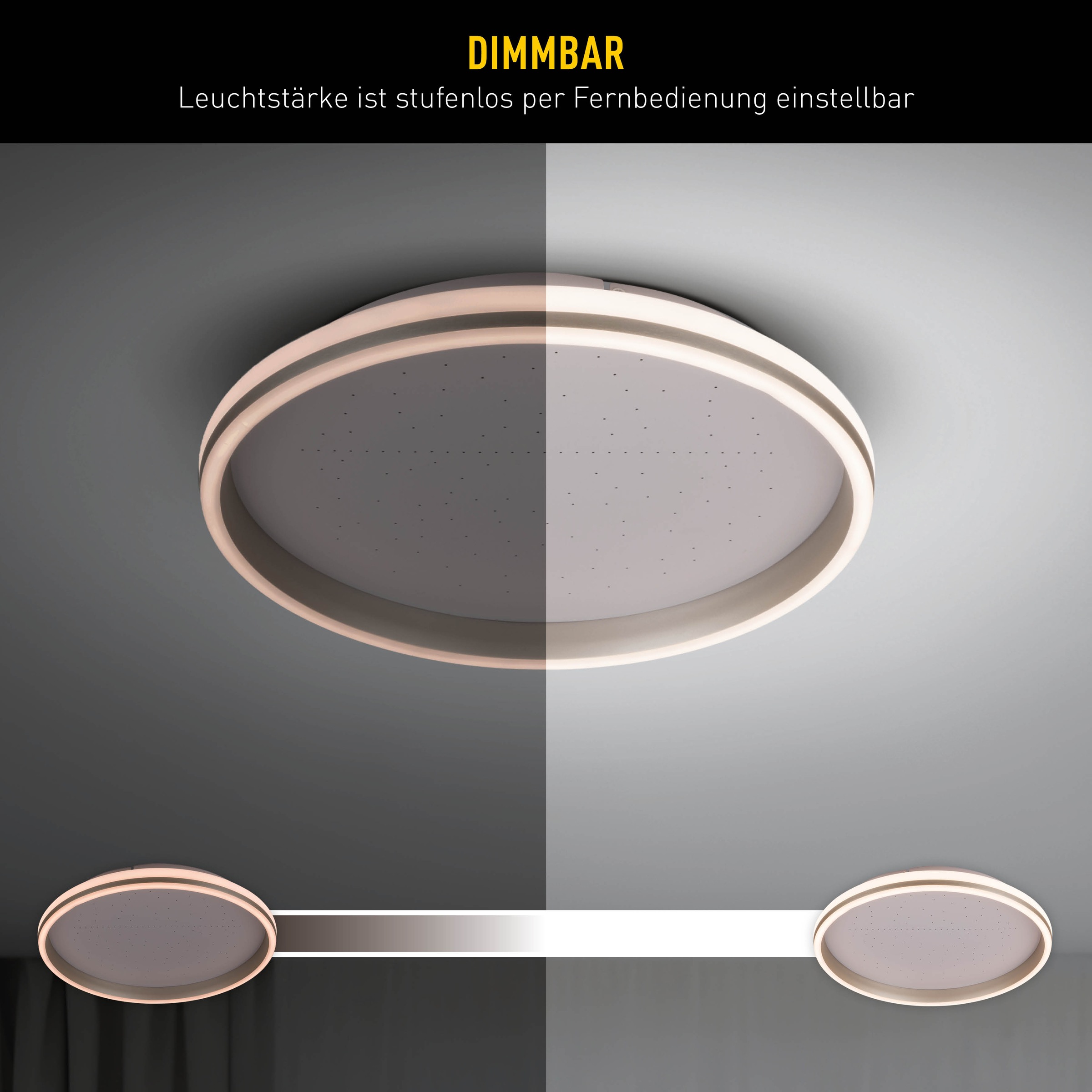 LIGHT & MORE LED Deckenleuchte »Meteor« LED-Modul 1 Stk. warmweiß - kaltweiß Dimmbar per Fernbedienung, CCT, Memory, Nachlicht, Timer, Sterneffekt