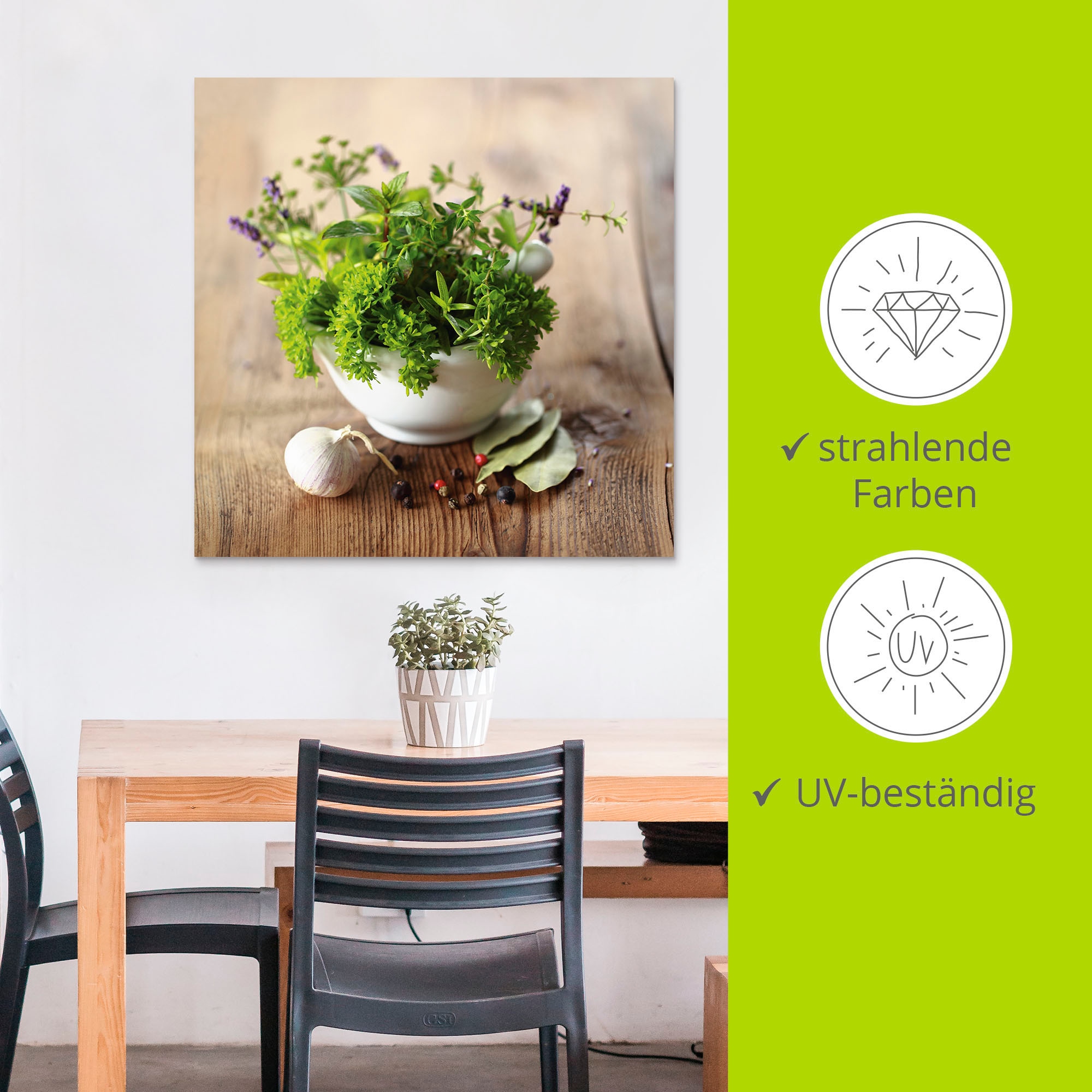 Artland Wandbild »Verschiedene Kräuter - Küche«, Arrangements, (1 St.), als Alubild, Outdoorbild, Leinwandbild, Poster, Wandaufkleber