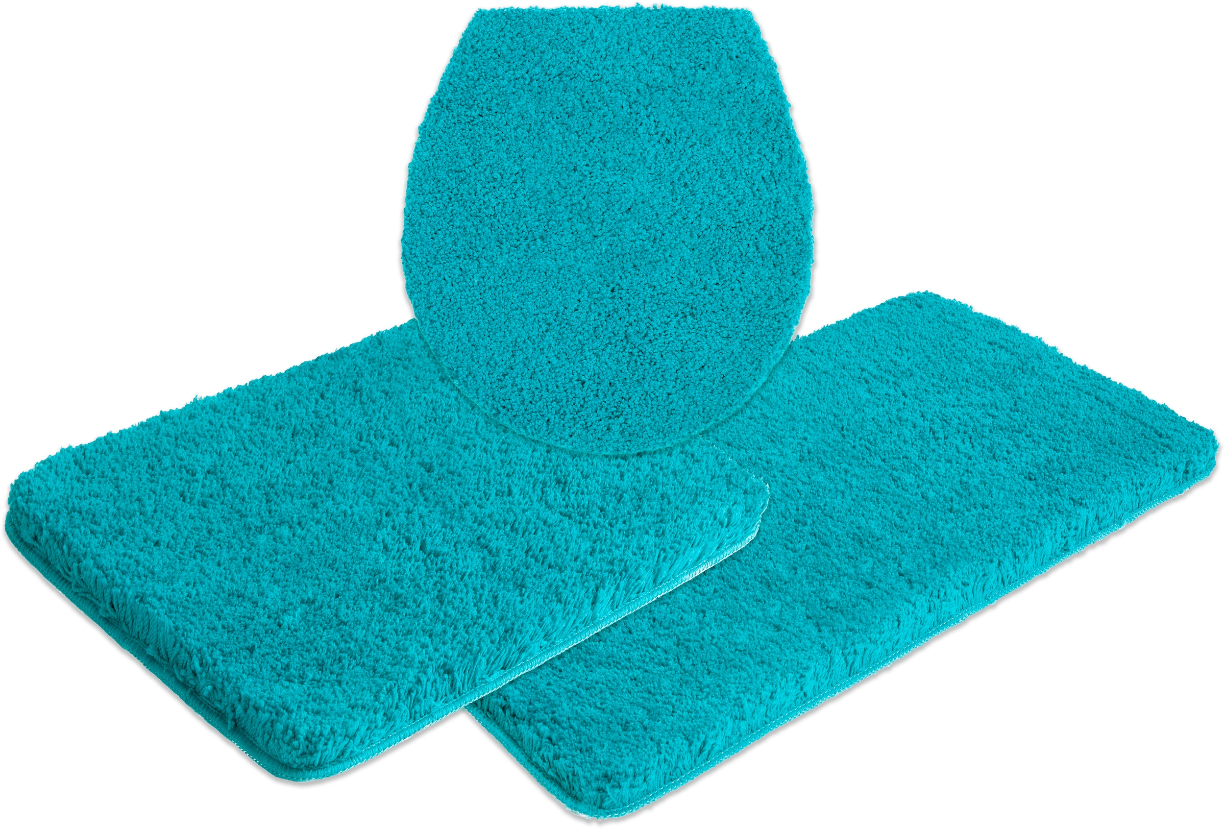 my home Badematte »Sanremo, Badvorleger, Badezimmer Teppich, sehr weich«, rutschhemmend beschichtet, fußbodenheizungsgeeignet-schnell trocknend, Badteppich, unifarben, rechteckig, rund & als 3-tlg. Set erhältlich