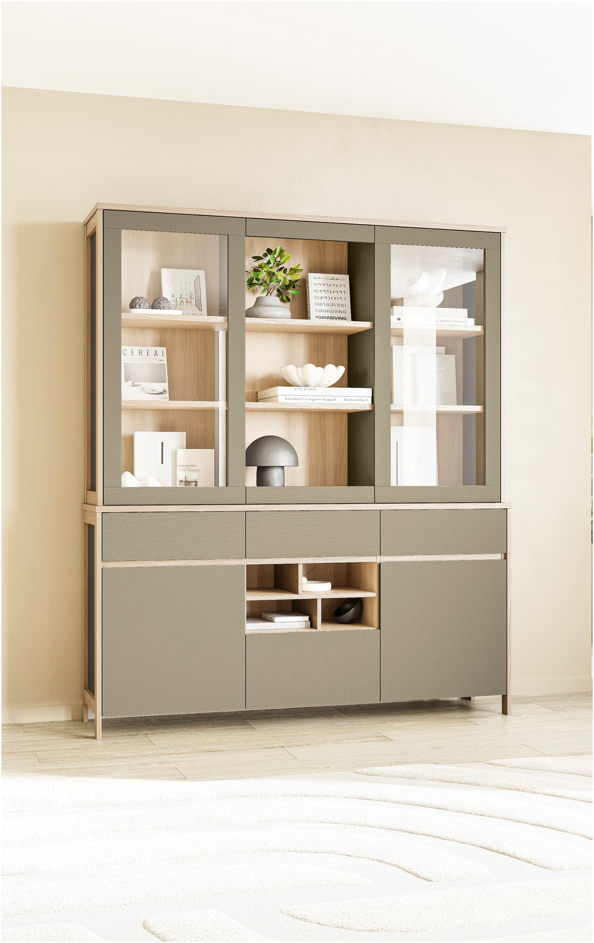 Home affaire Buffet »Stranda, Hochschrank im Scandi-Style, moderner Schrank«, Rahmenoptik, ausreichend Stauraum, vielseitig einsetzbar, 164 cm breit
