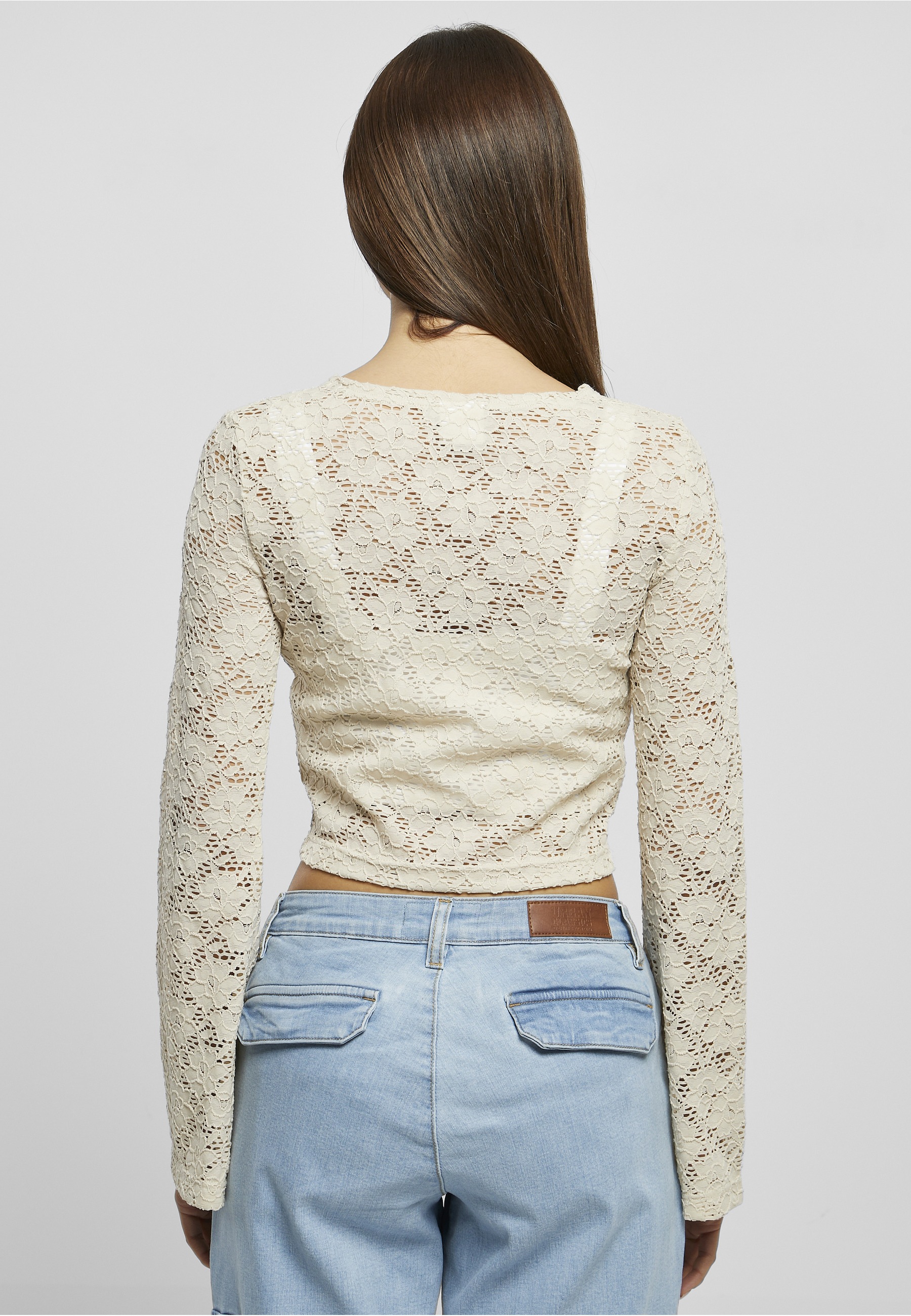 URBAN CLASSICS Longsleeve »Urban Classics Damen Ladies Cropped Lace Longsleeve« 1 Stk.