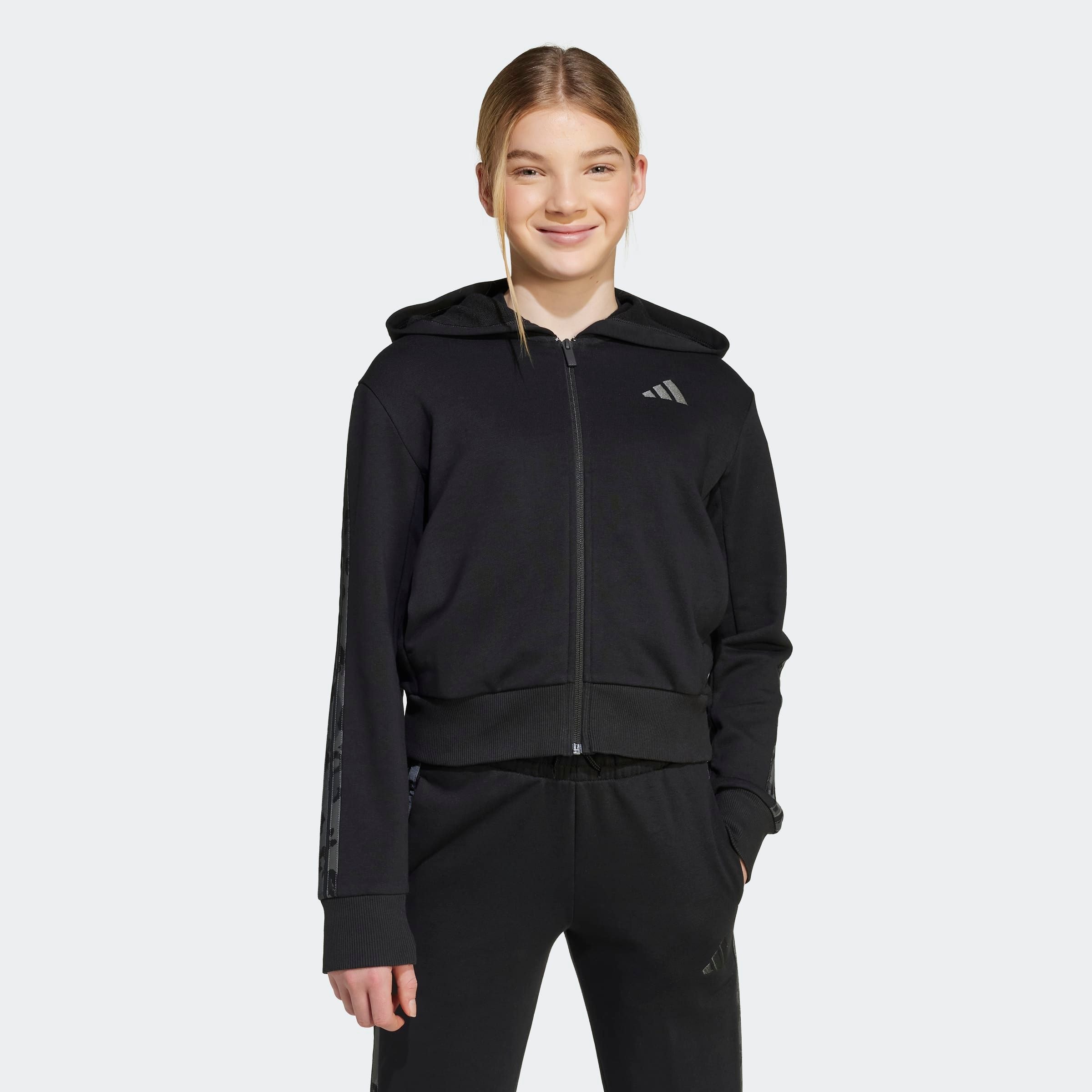 adidas Sportswear Kapuzensweatshirt "ADIDAS GIRLS 3-STREIFEN MIT ANIMALPRINT AUS FRENCH TERRY FÜR KINDER U", für Kinder, mit 3-Streifen im Animalprint, sportlicher Stil
