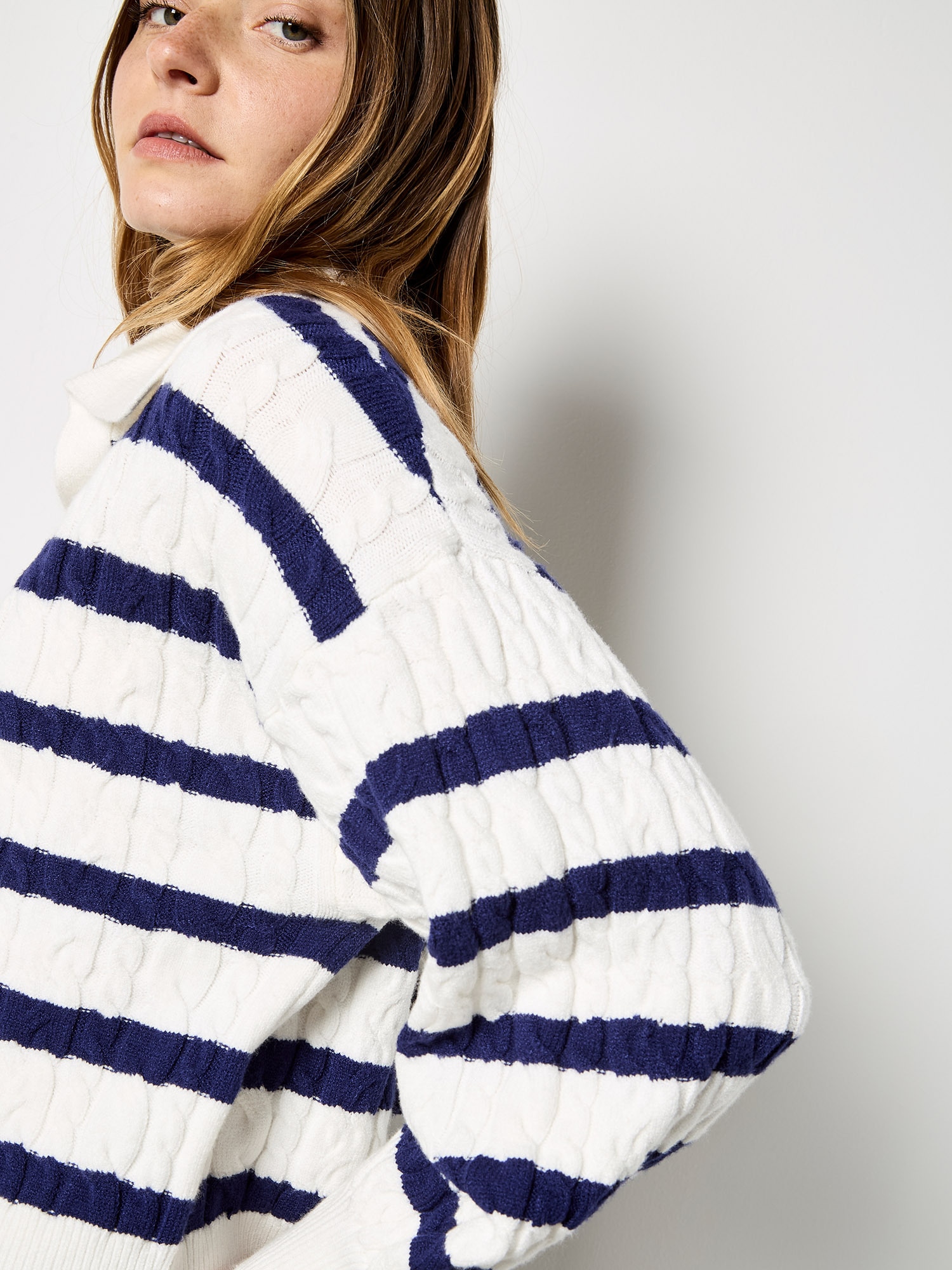Apricot Streifenpullover »Gestreifter Strickpullover« mit Zopfmuster