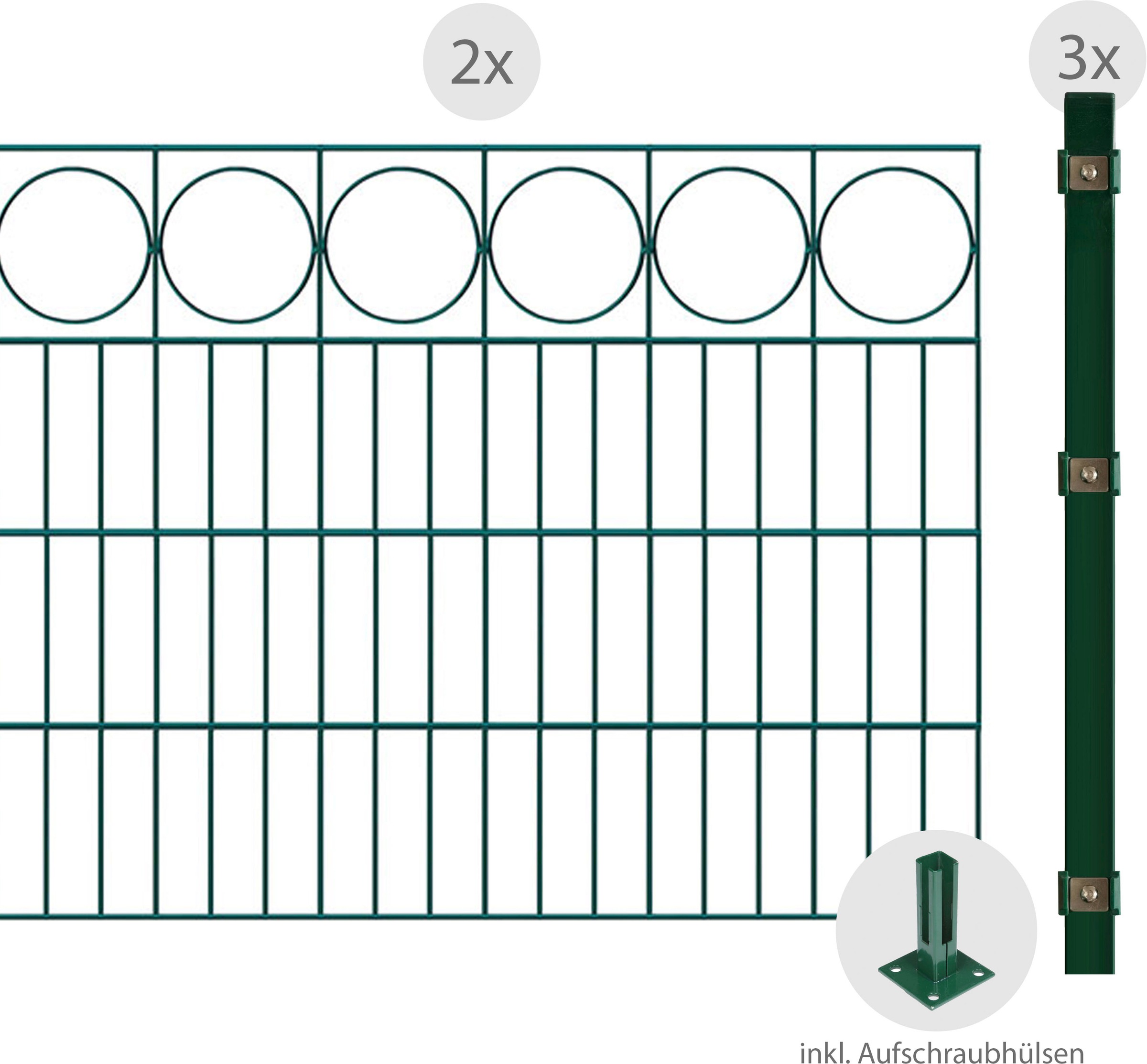 Arvotec Doppelstabmattenzaun "ESSENTIAL 80 zum Aufschrauben "Ring" mit Zier günstig online kaufen