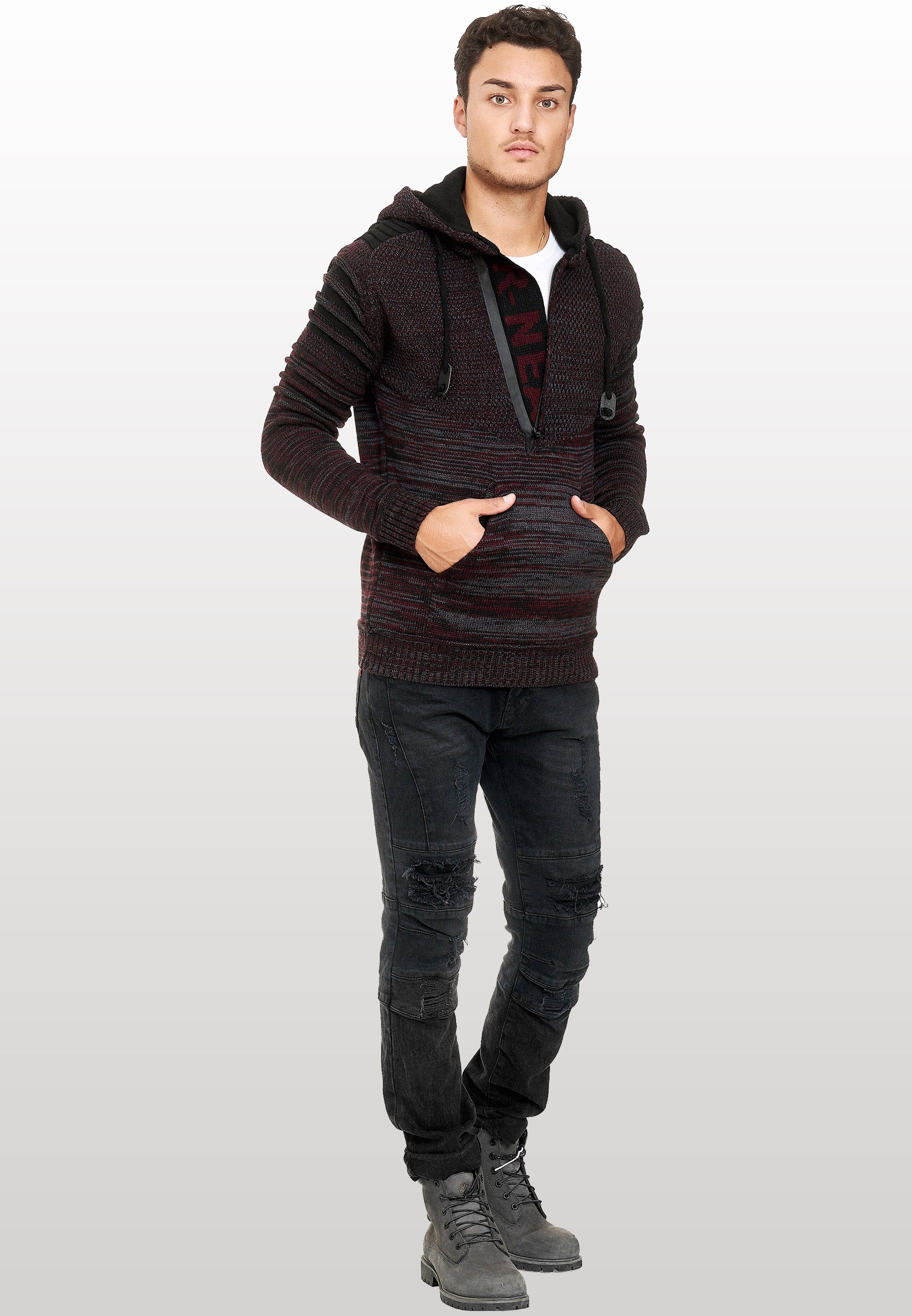 Rusty Neal Kapuzensweatshirt, in modernem Strickdesign