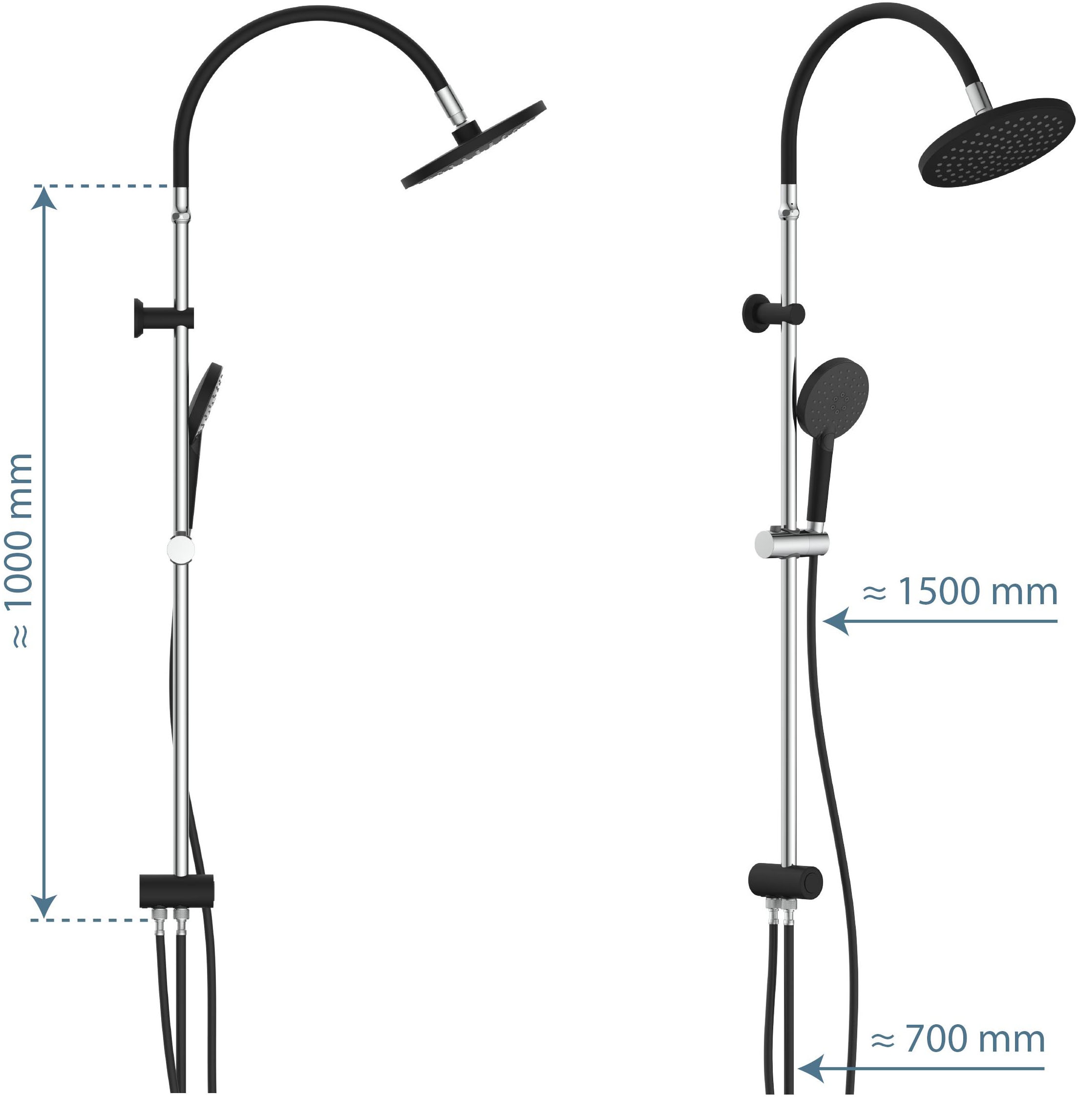 Schütte Duschsystem »MATAO RAIN«, Regendusche ohne Armatur, Handbrause mit 3 Funktionen