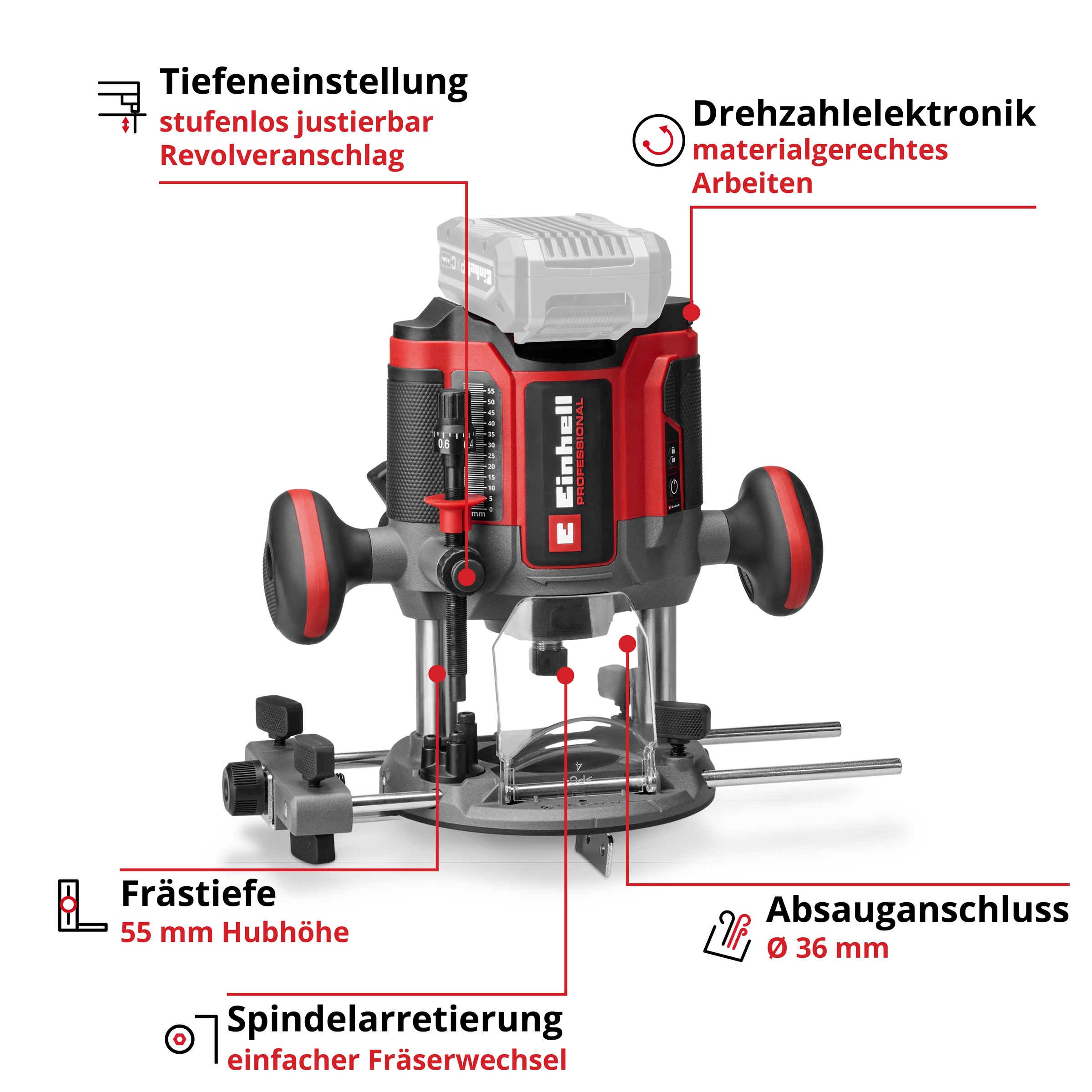 Einhell Oberfräse »Professional TP-RO 18/55 Li BL - Solo« ohne Akku und Ladegerät