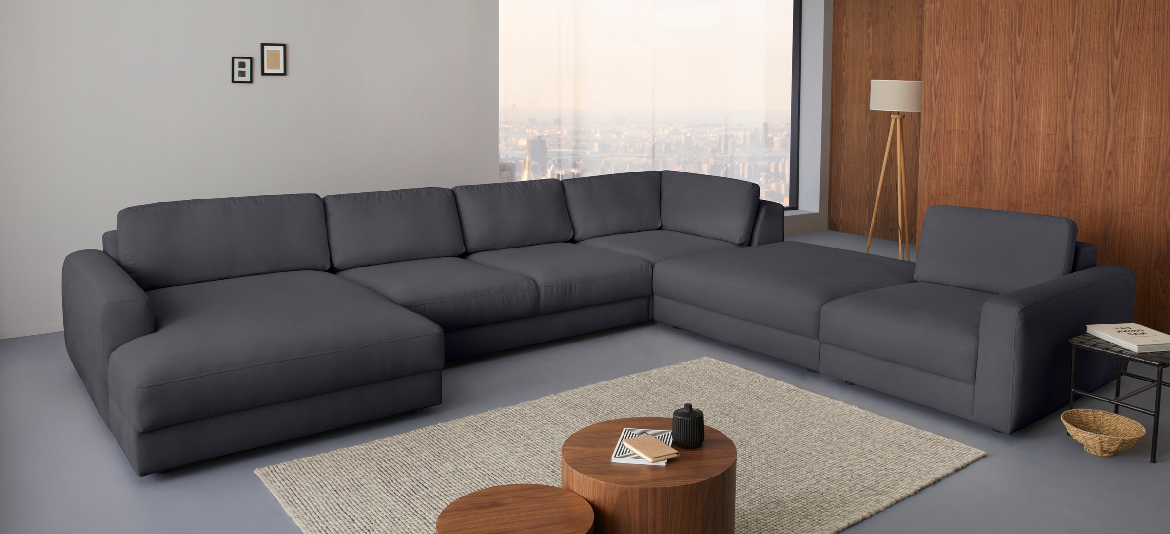 Places of Style Wohnlandschaft »Bloomfield, U-Form«, mit extra tiefer Sitzfläche, wahlweise mit Sitztiefenverstellung