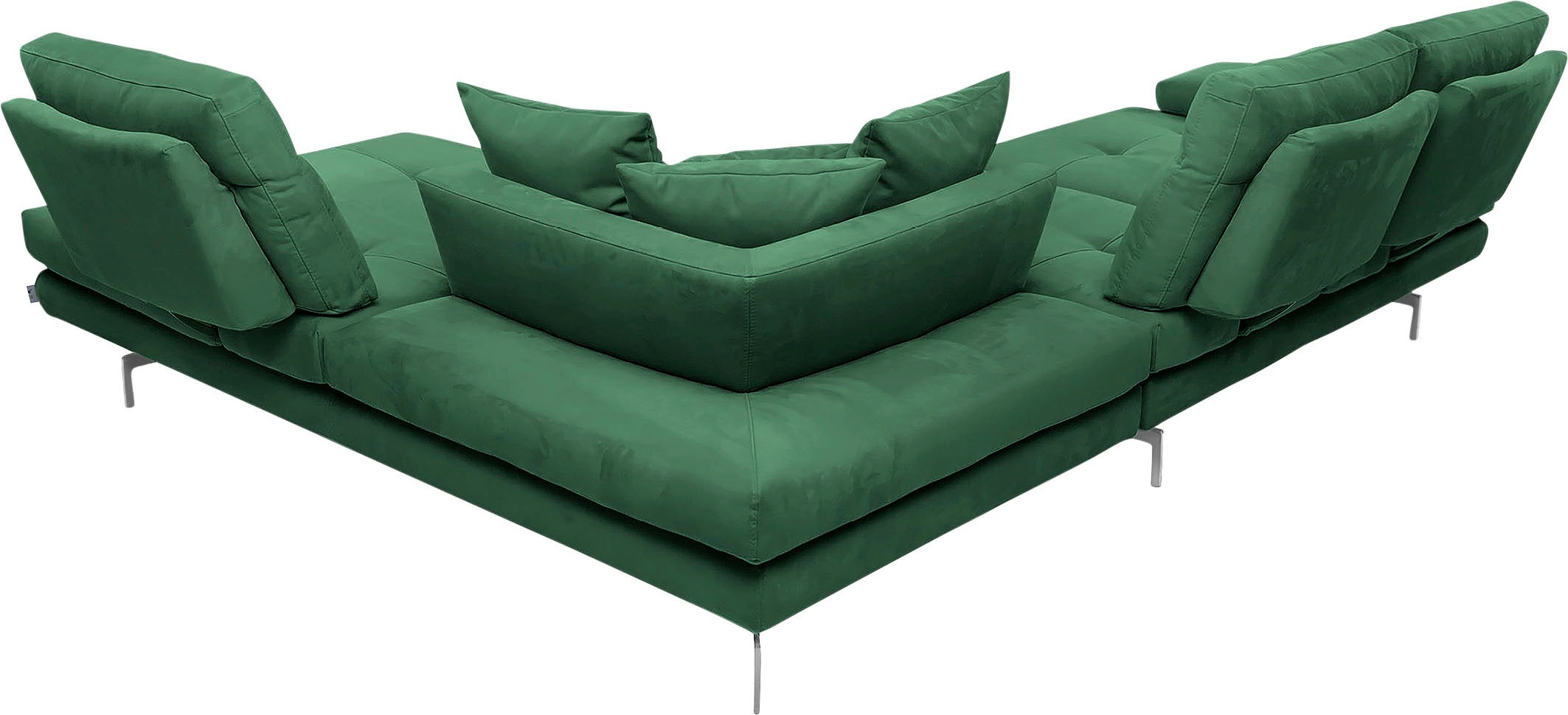 CALIA ITALIA Ecksofa »Toby Wing, L-Form, Designsofa mit sensationellem Sitzkomfort«, Sitztiefenverstell.,wahlw. mit Kissen-Set, Füße chrom glänzend