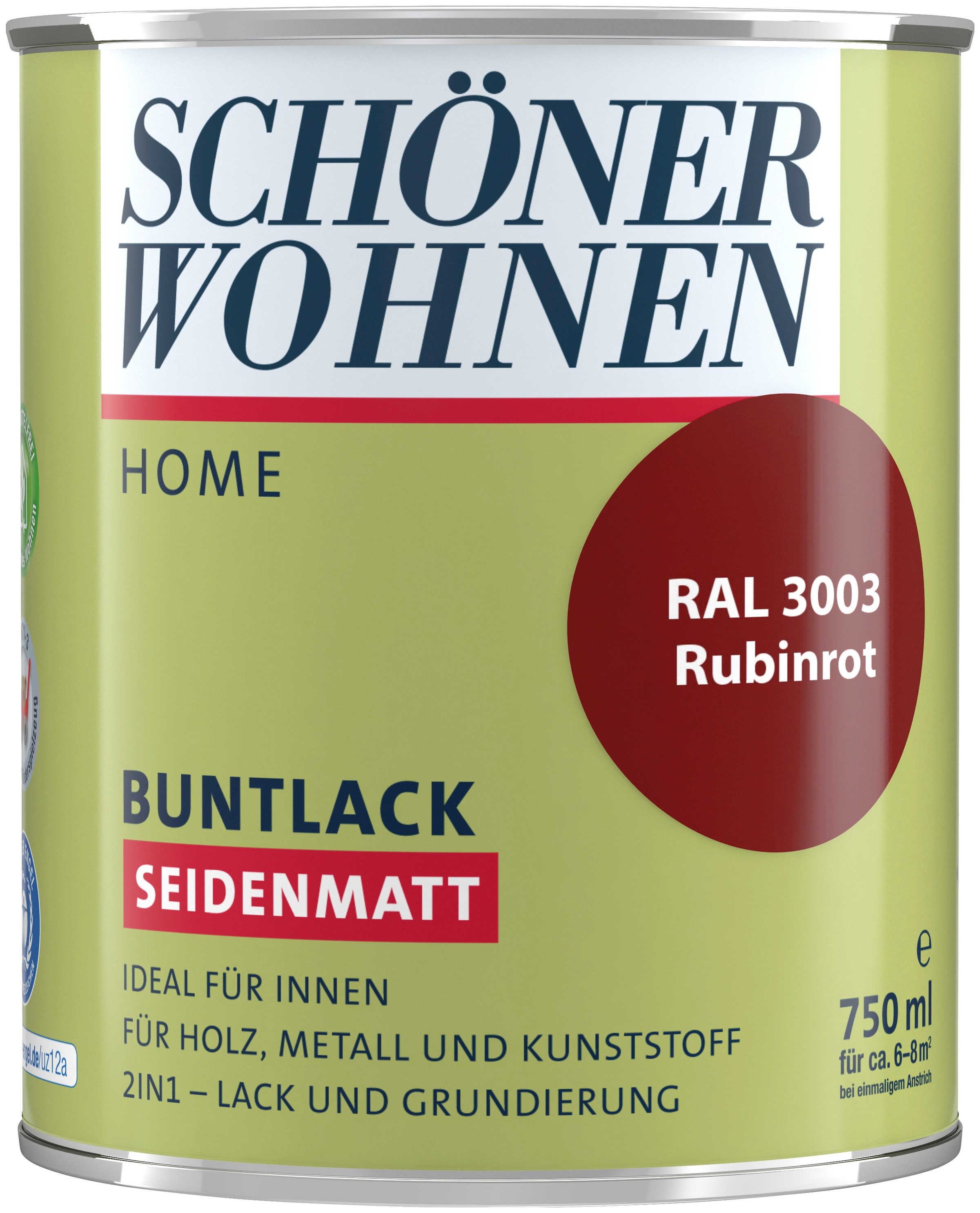 SCHÖNER WOHNEN FARBE Lack »Home Buntlack«, 750 ml, rubinrot RAL 3003, seidenmatt,...