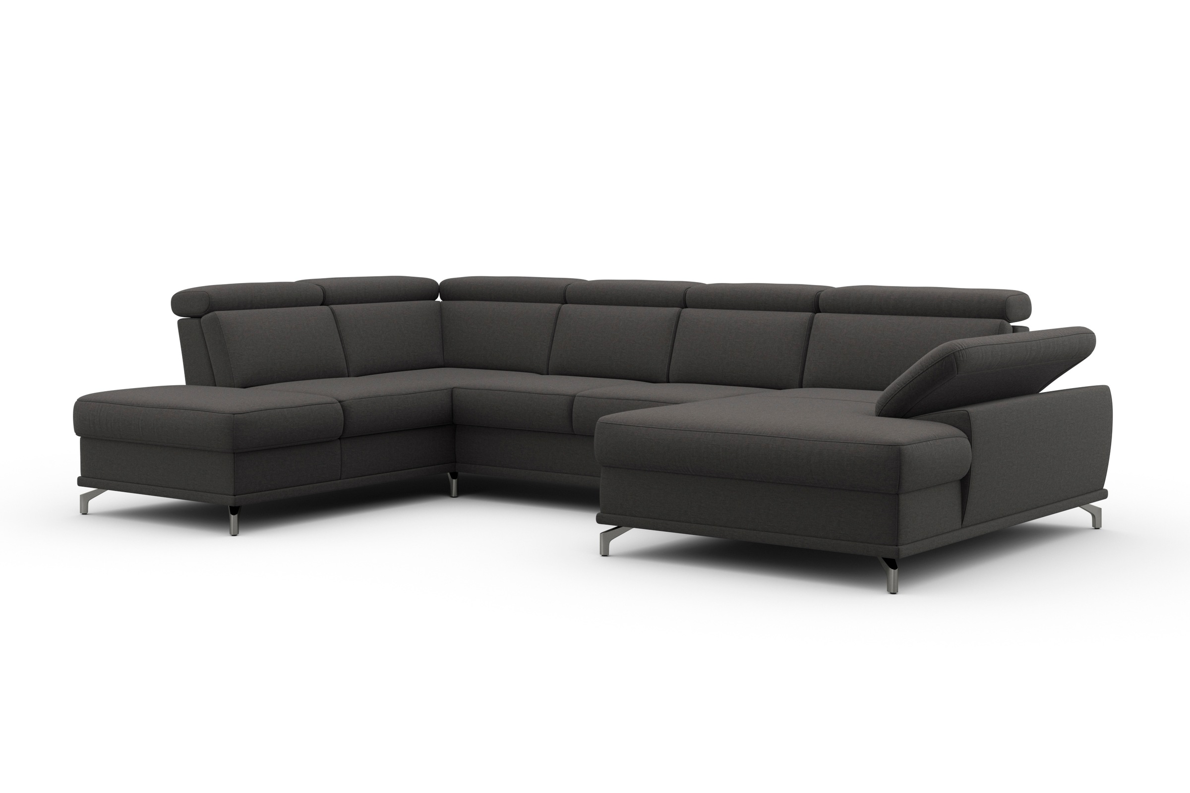 sit&more Wohnlandschaft »Cabrio U-Form, mit Sitztiefenverstellung, Arm- und Kopfteilverstellung«, 3 Nierenkissen, Federkern, optional Bettfunktion und Stauraum