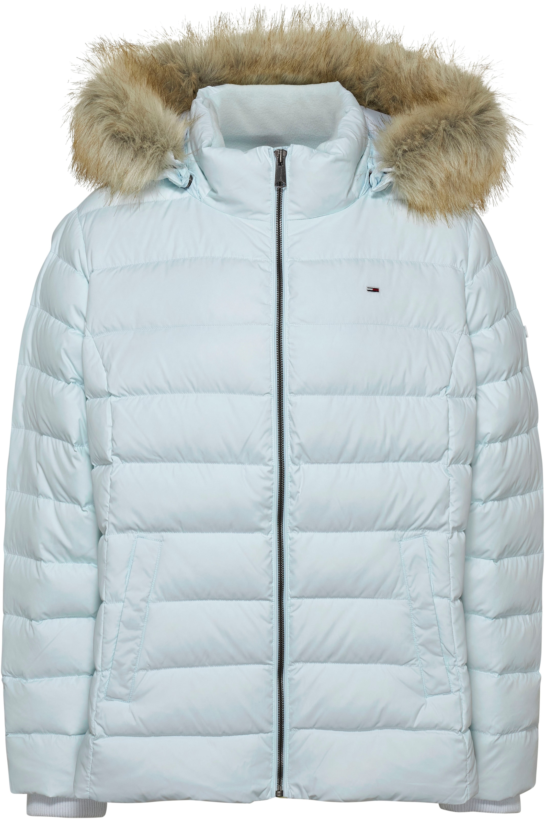 Tommy Jeans Curve Steppjacke »TJW CRV BASIC HOODED DOWN JACKET«, mit Kapuze,  PLUS SIZE CURVE,mit Fellimitat an der Kapuze kaufen | BAUR