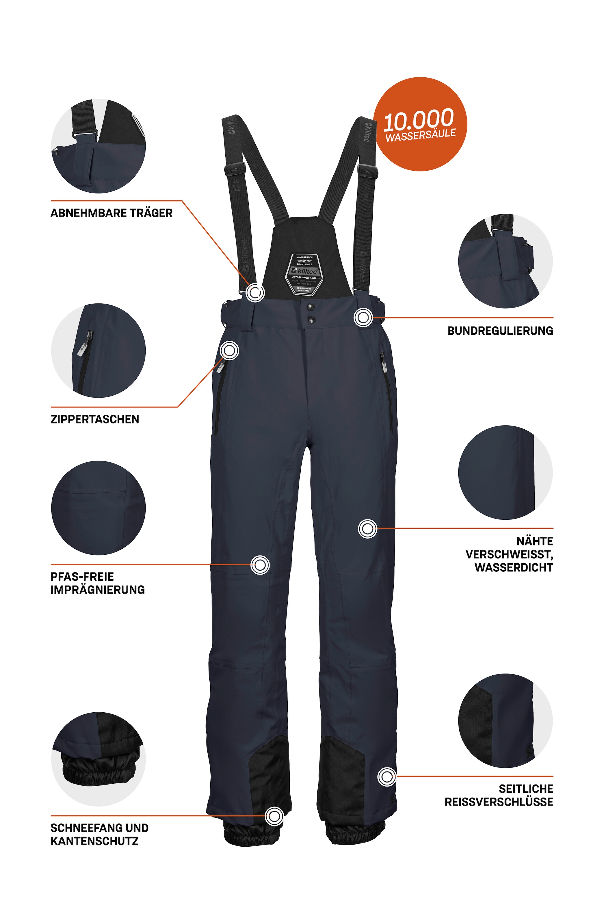 Killtec Skihose »KSW 100 ENOSH MN SKI PNTS«, Wind- und wasserdichte Skihose, verstellbar, mit Schneefängen