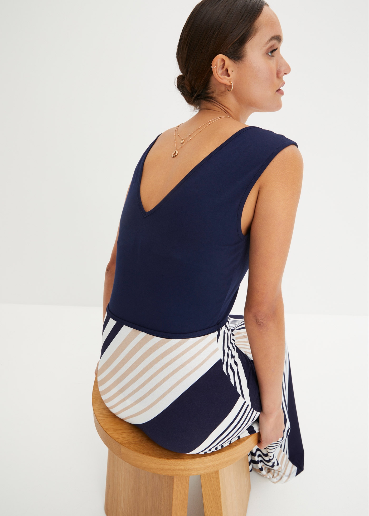 bonprix Maxikleid für Frühjahr und Sommer, aus Viskose, ohne Ärmel, bedruckter Rock