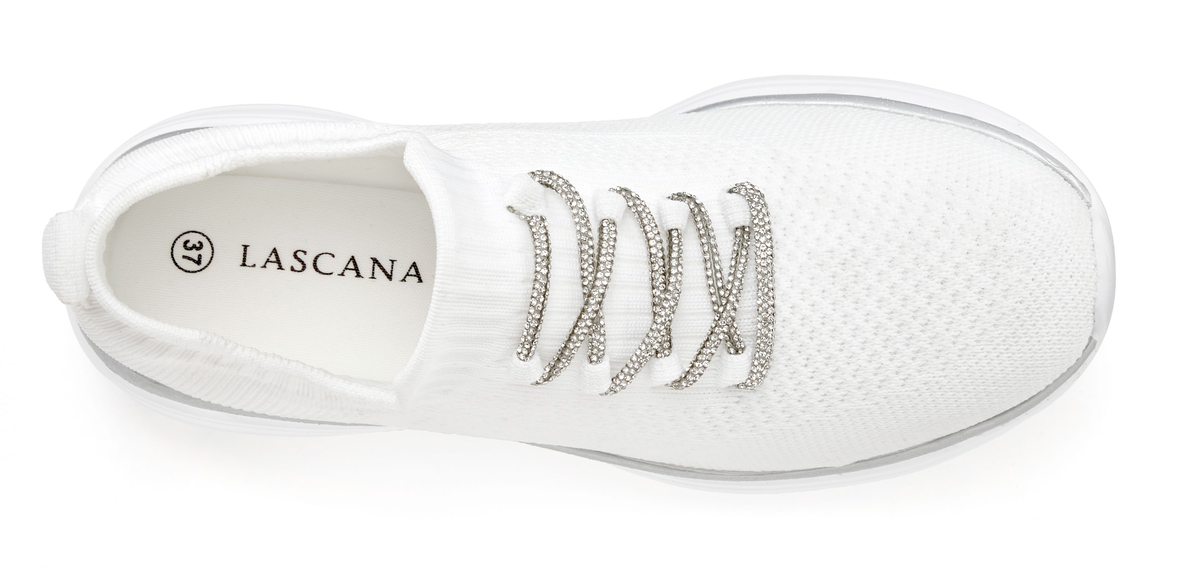 LASCANA Sneaker, mit modischer Glitzerschnürung VEGAN